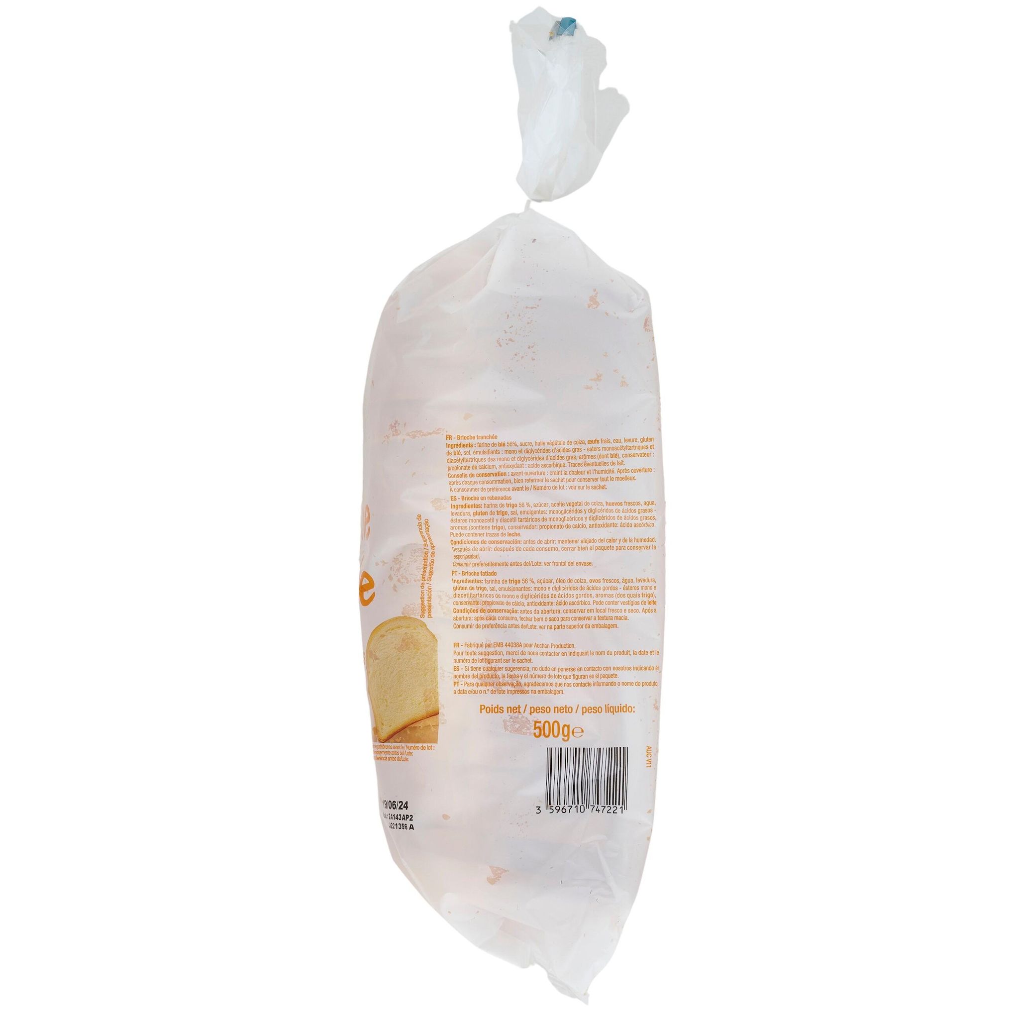 Voir la diapositive 3 : POUCE Brioche tranchée 18 tranches 500g