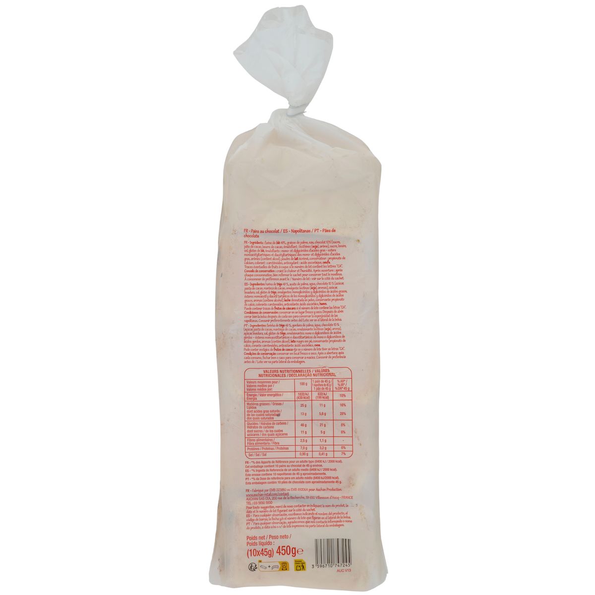 POUCE Pains au chocolat 10 pièces 450g