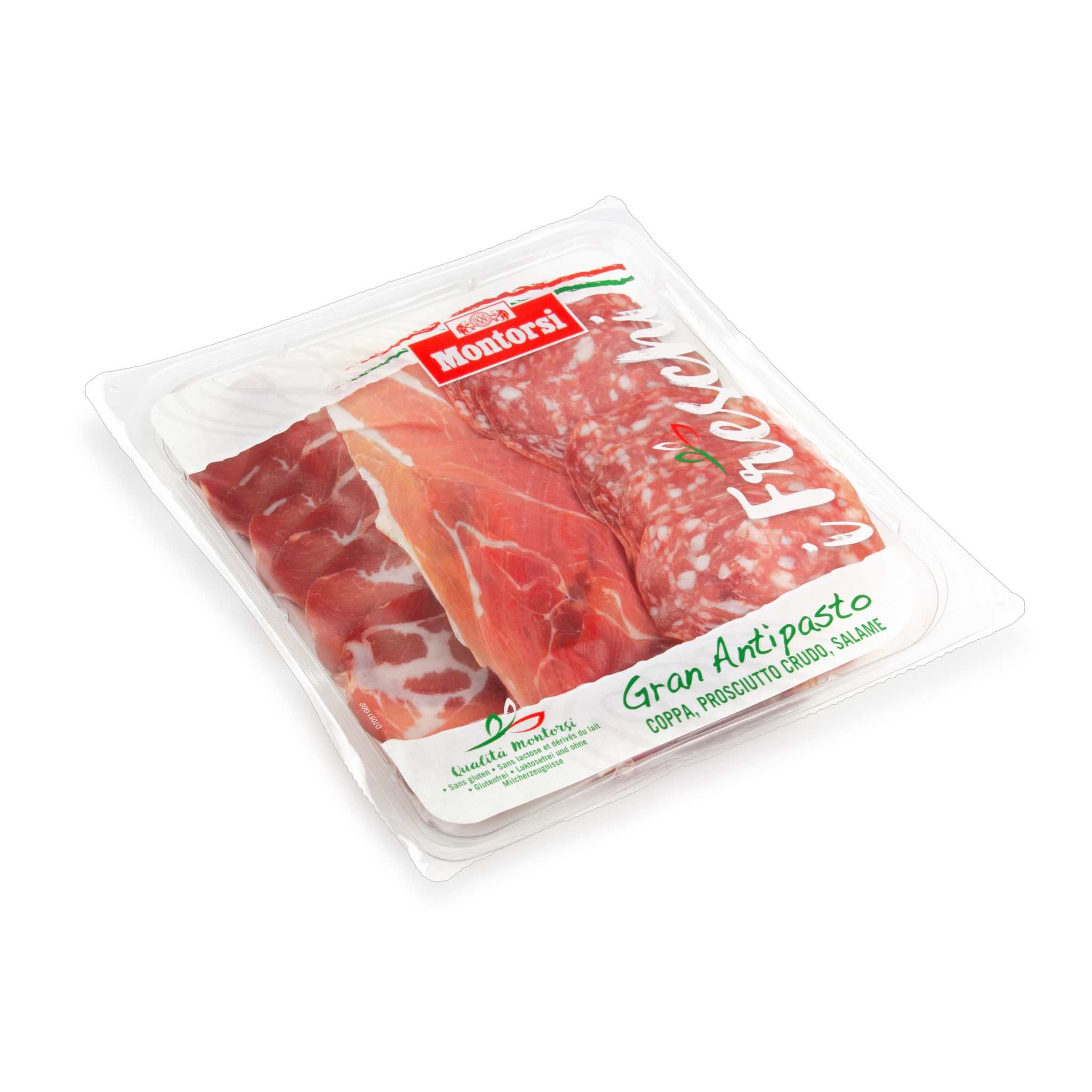 Voir la diapositive 2 : MONTORSI Plateau de charcuteries italiennes : coppa, prosciutto, salame environ 17 tranches 120g