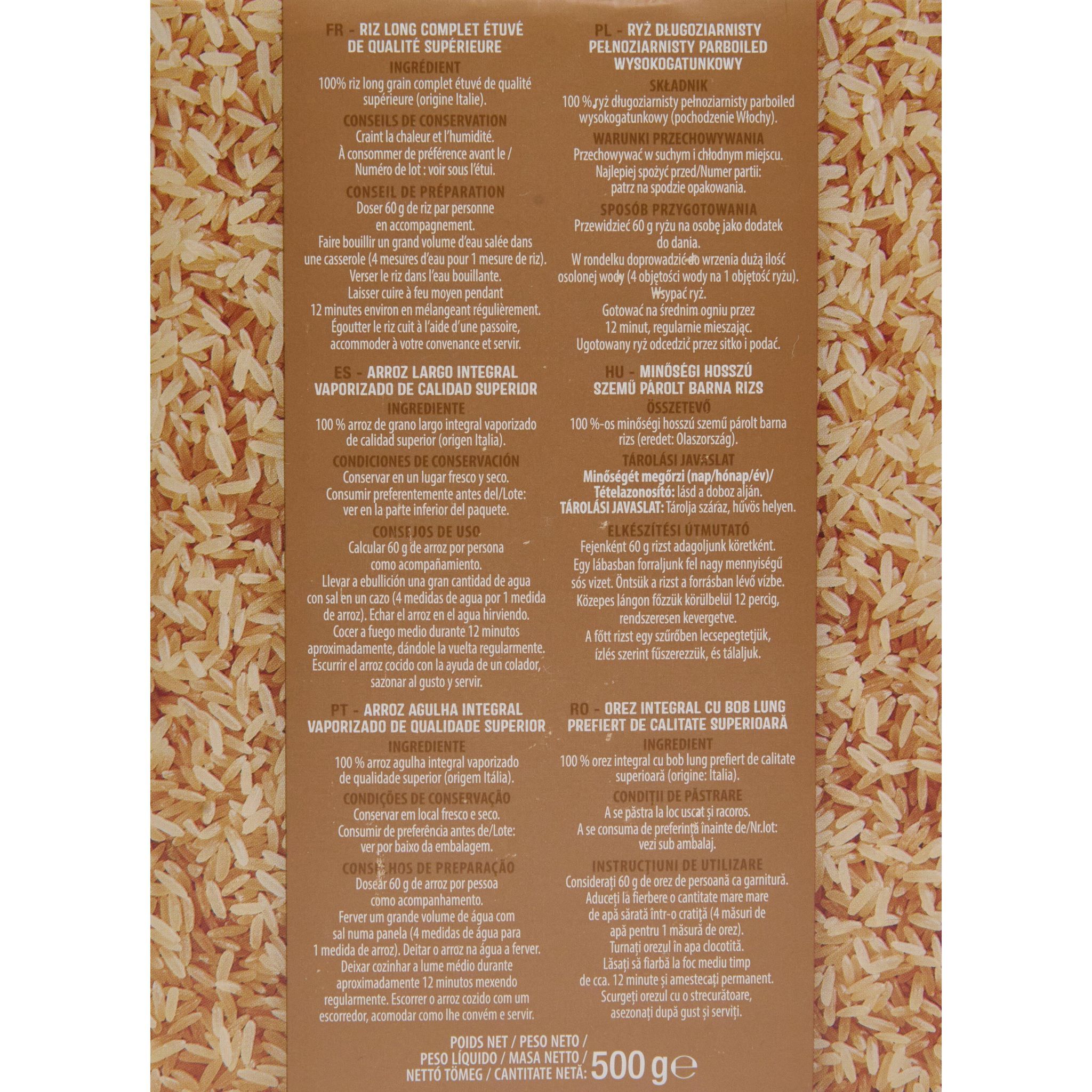 Voir la diapositive 2 : AUCHAN Riz complet cuisson rapide prêt en 10 min 500g