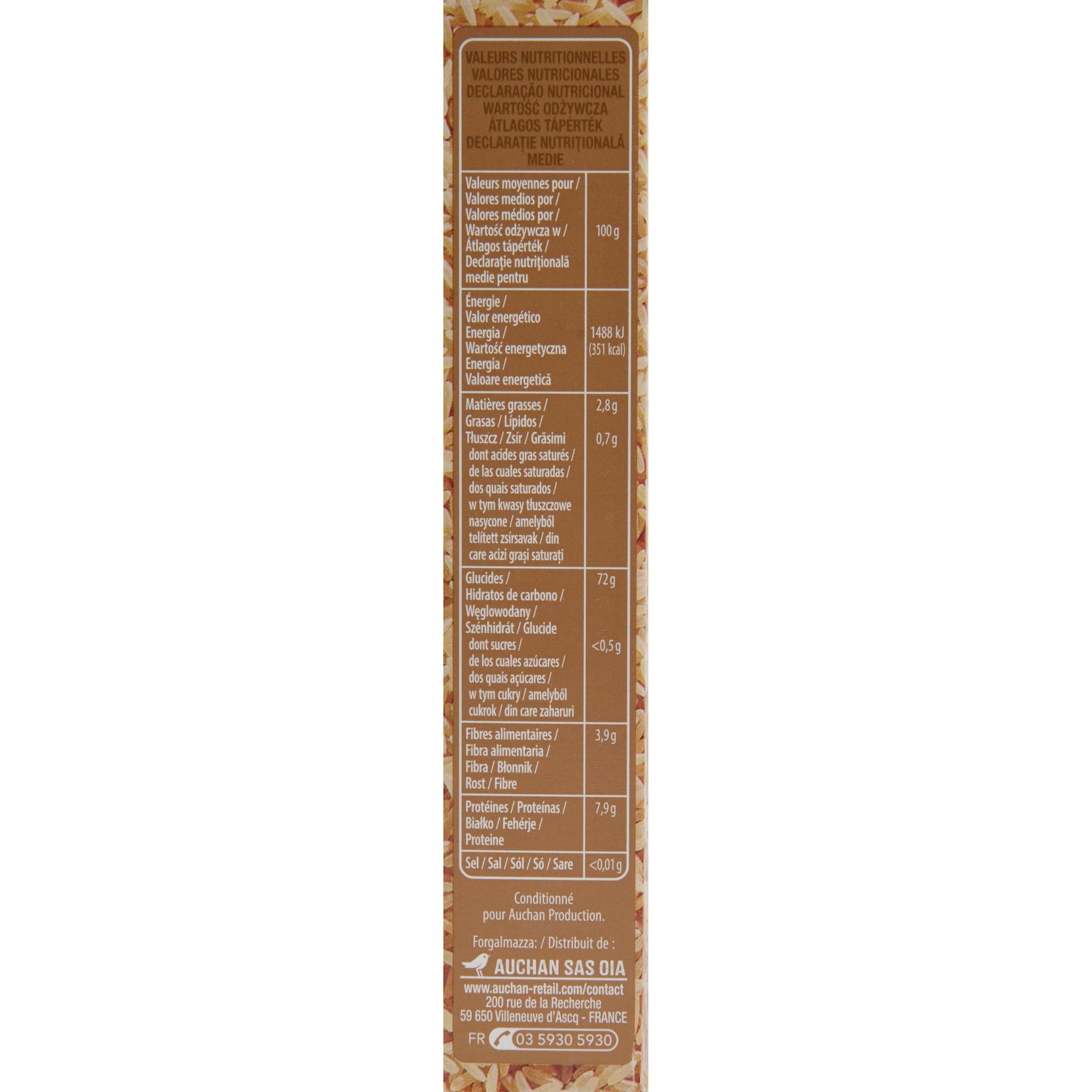 Voir la diapositive 3 : AUCHAN Riz complet cuisson rapide prêt en 10 min 500g