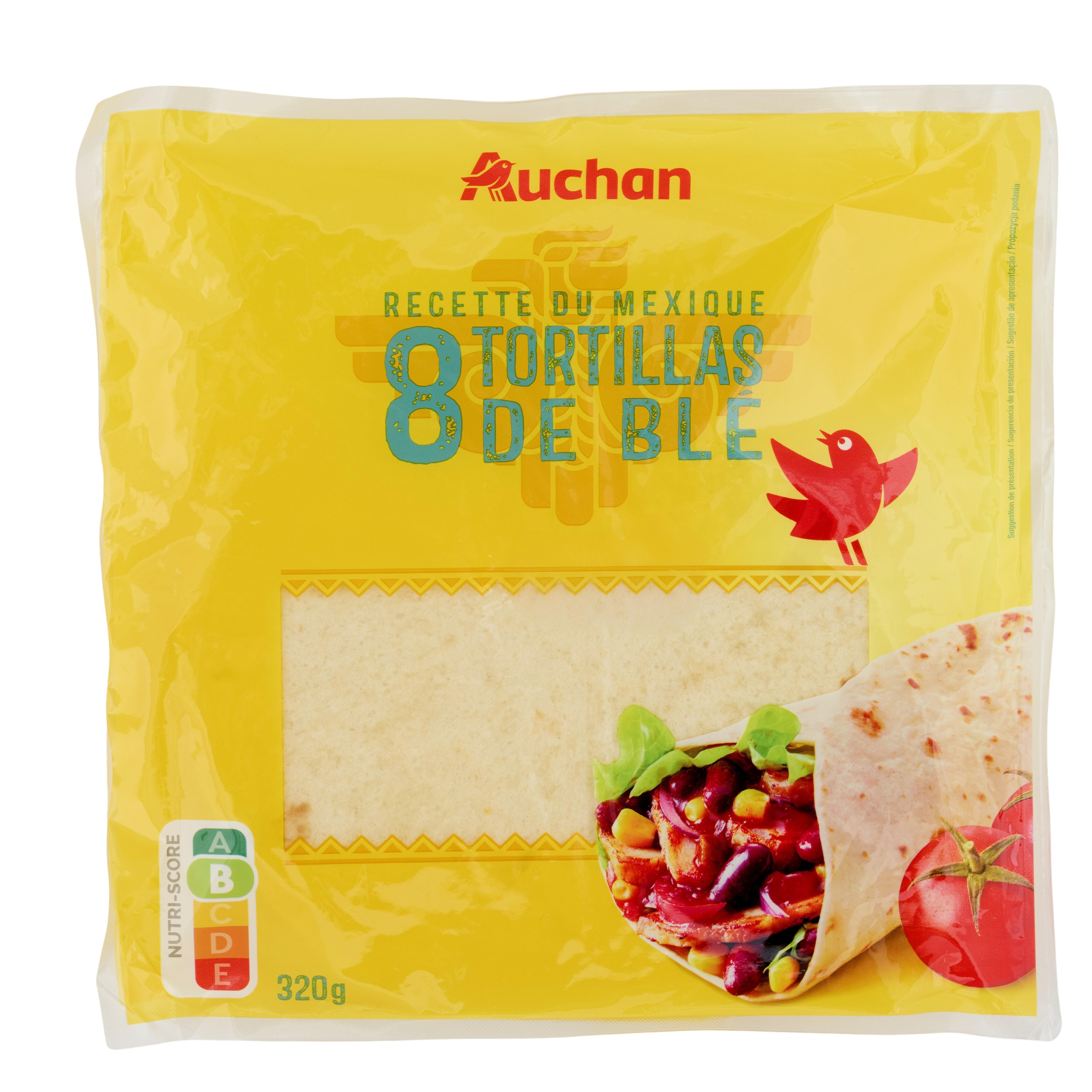 Voir la diapositive 3 : AUCHAN Tortillas de blé 8 tortillas 320g