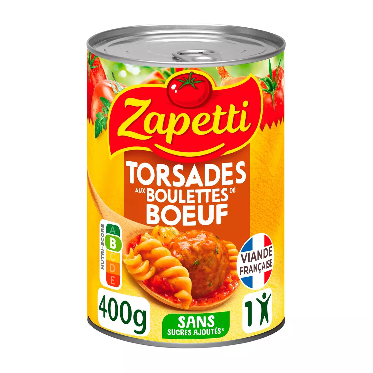 ZAPETTI Torsades fricadelles sauce tomate cuisinée bœuf français sans conservateur 400g