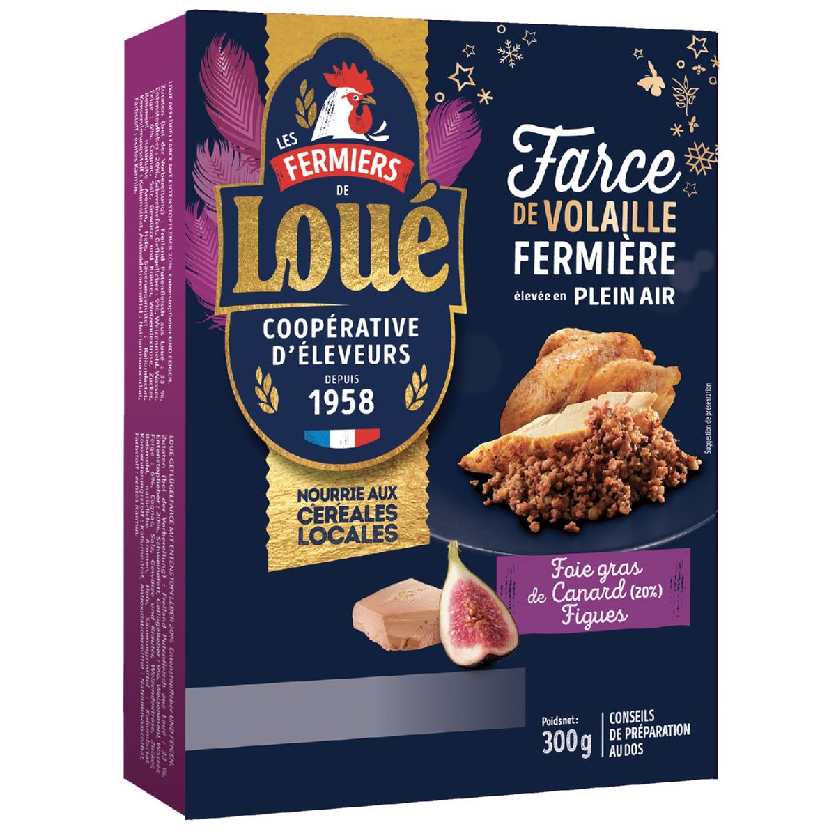 LOUE Farce de volaille fermière foie gras et figues 300g