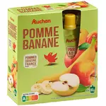 AUCHAN Gourdes pomme banane allégées en sucres sans conservateur 4x90g