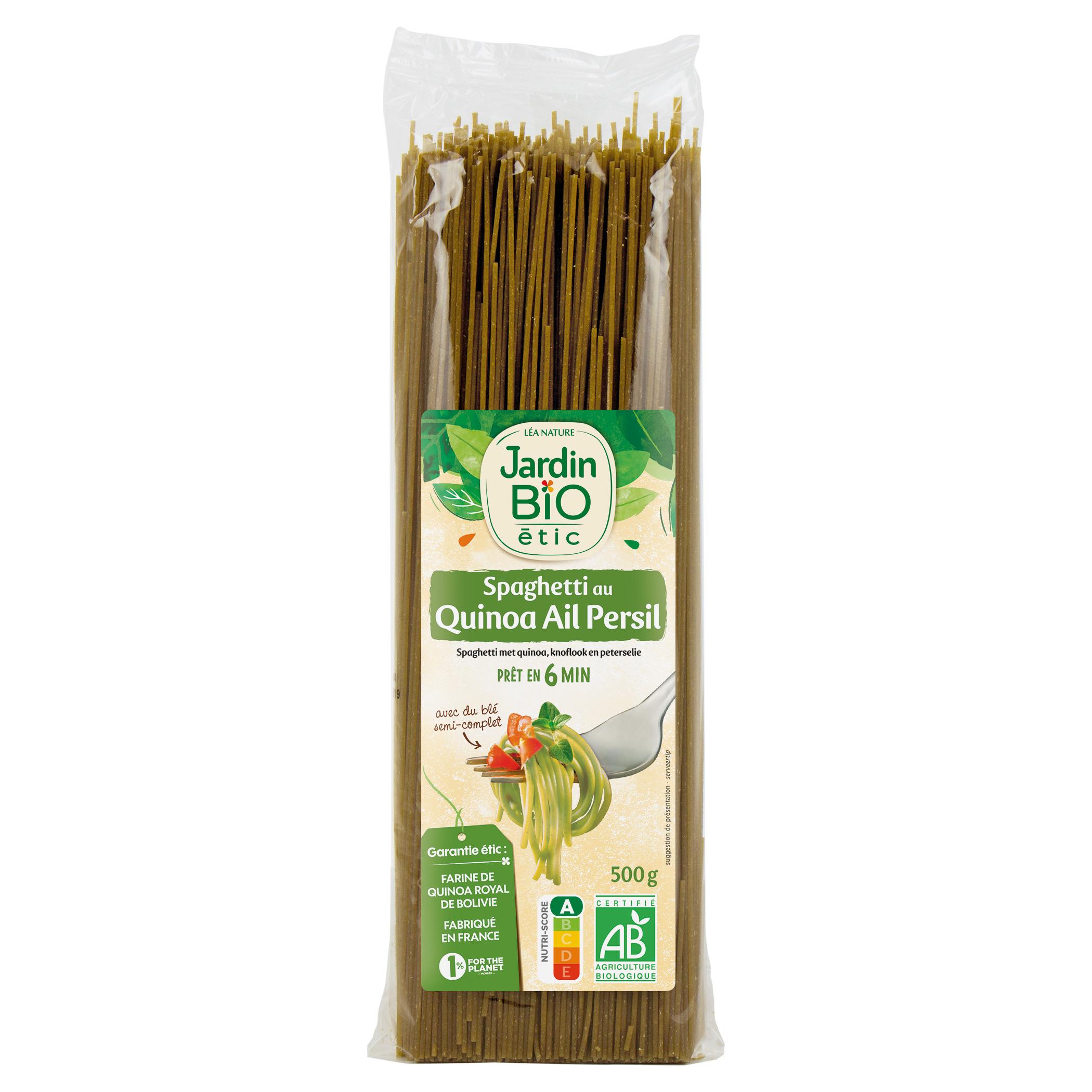 Voir la diapositive 2 : JARDIN BIO ETIC Spaghetti au quinoa persil et ail bio 500g