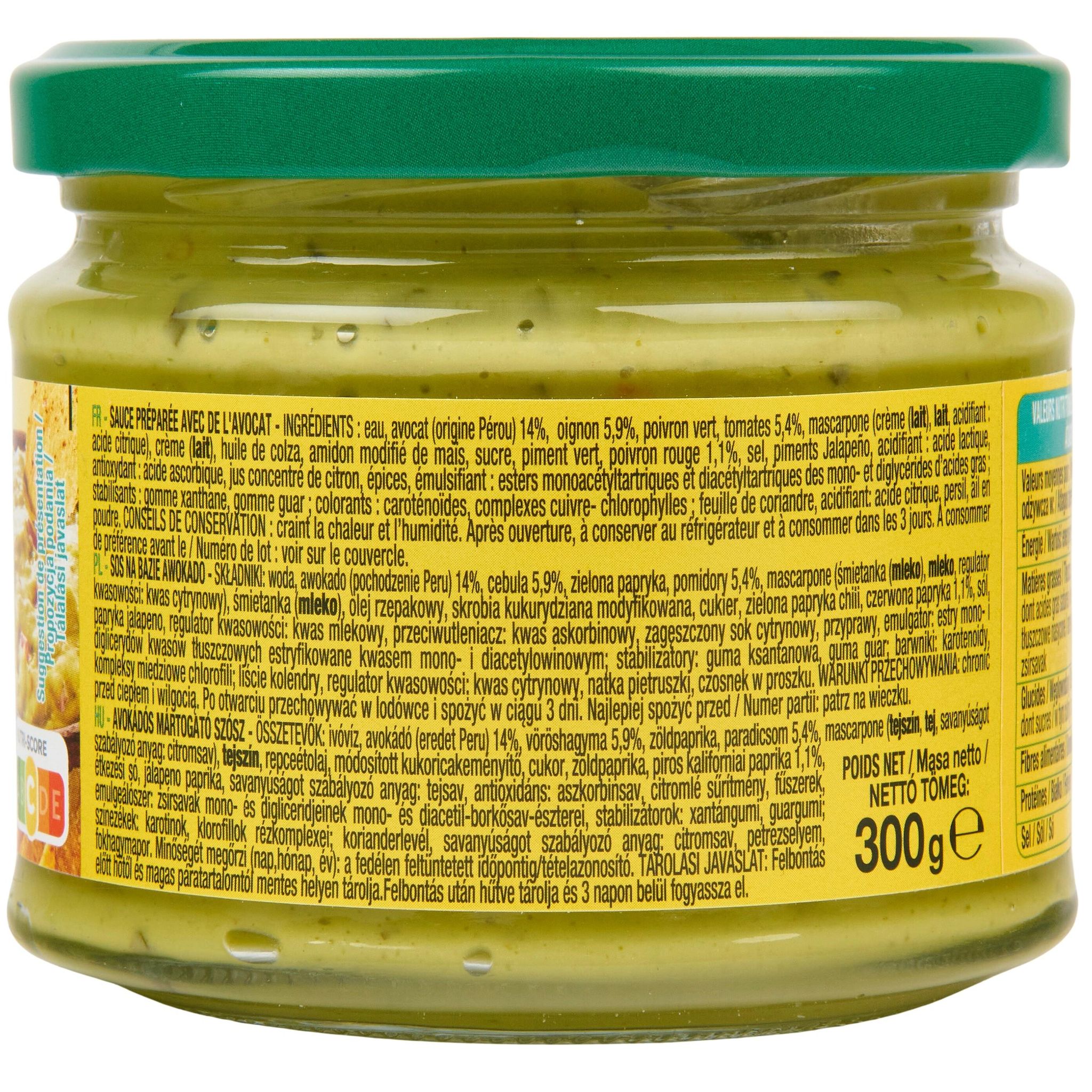 Voir la diapositive 4 : AUCHAN Sauce salsa saveur avocat 300g