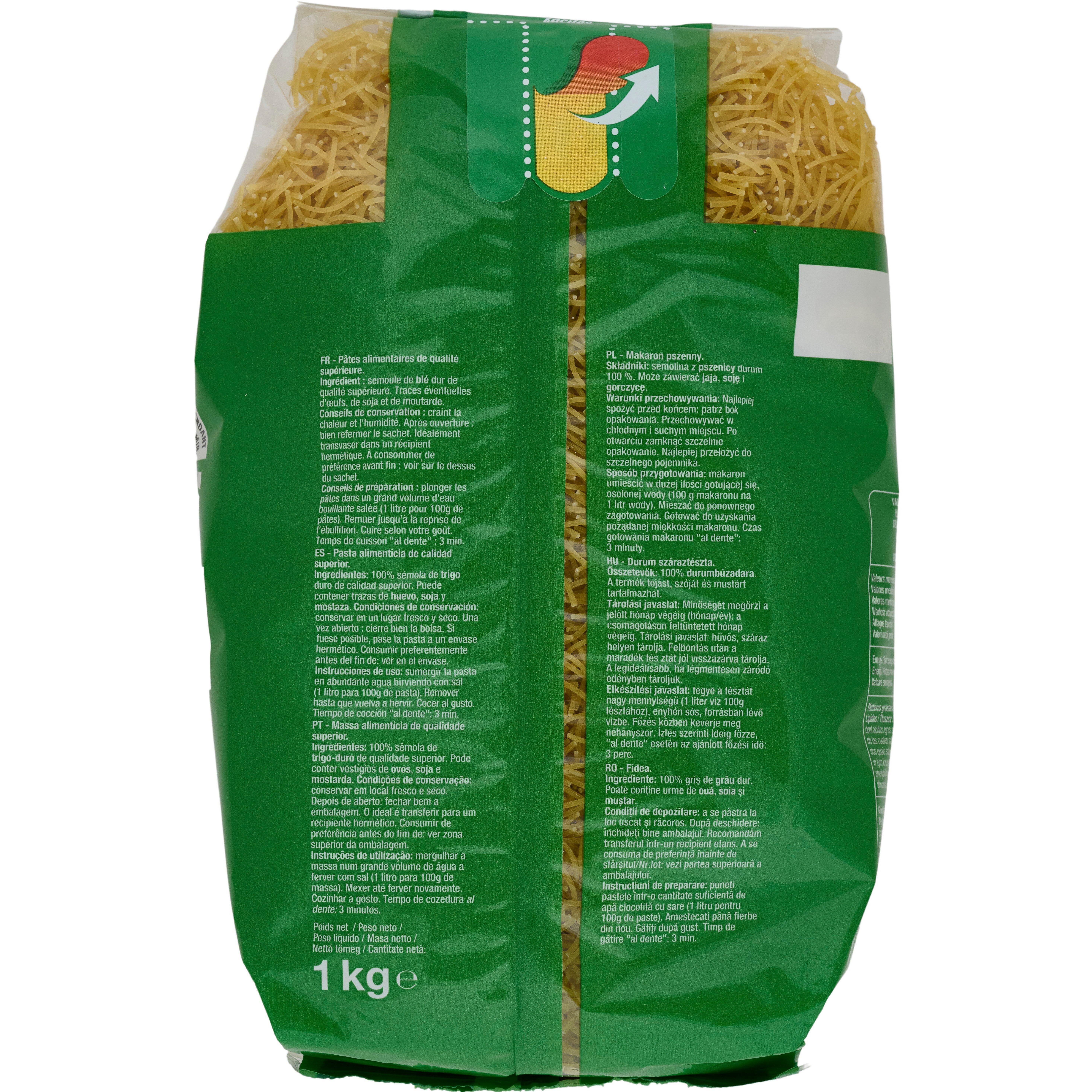 Voir la diapositive 4 : AUCHAN Cheveux d'ange cuisson rapide 3min 1kg
