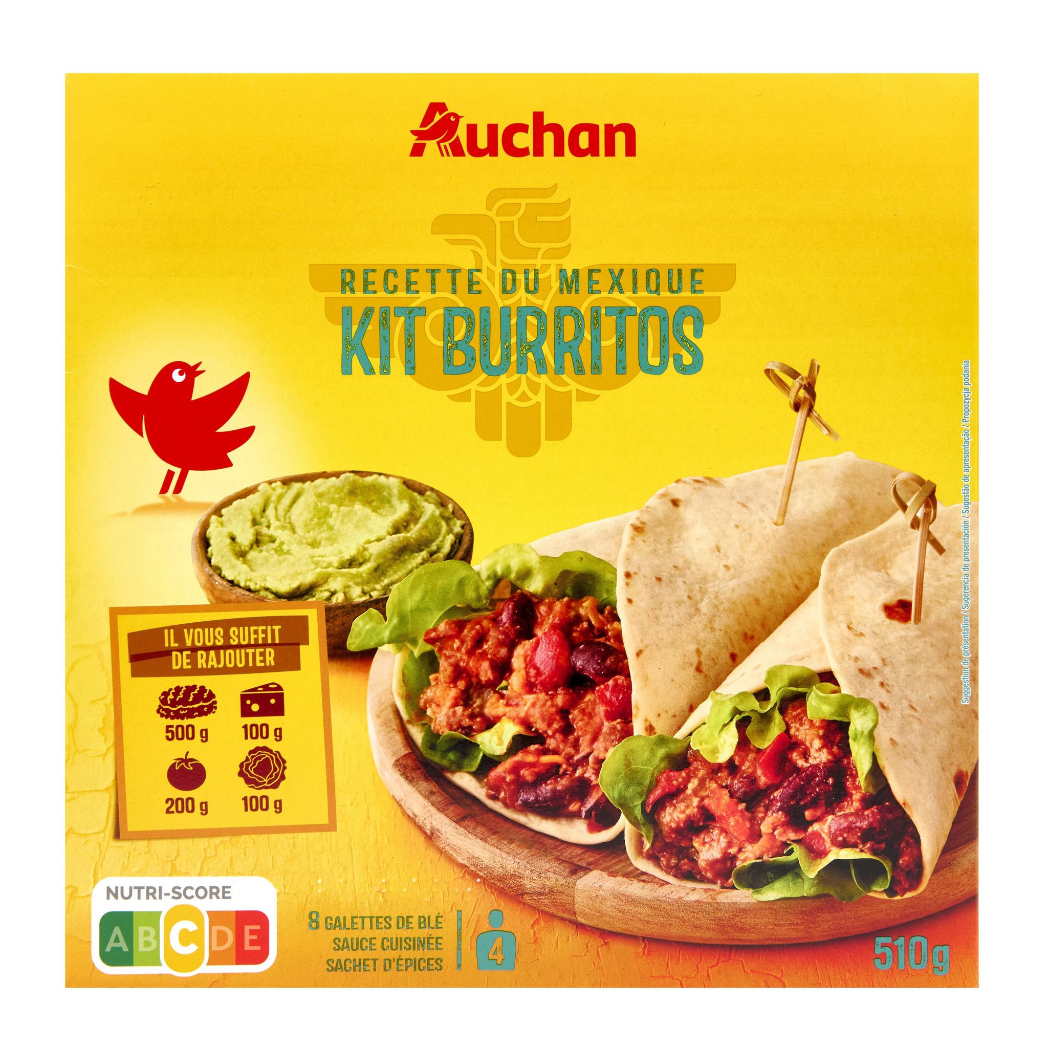 Voir la diapositive 2 : AUCHAN Kit pour burritos 4 personnes 510g