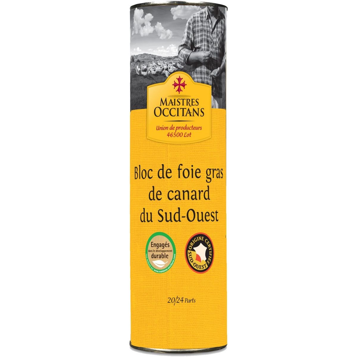 MAISTRES OCCITANS Bloc de foie gras de canard du Sud-Ouest origine certifiée 20/24 parts 1kg