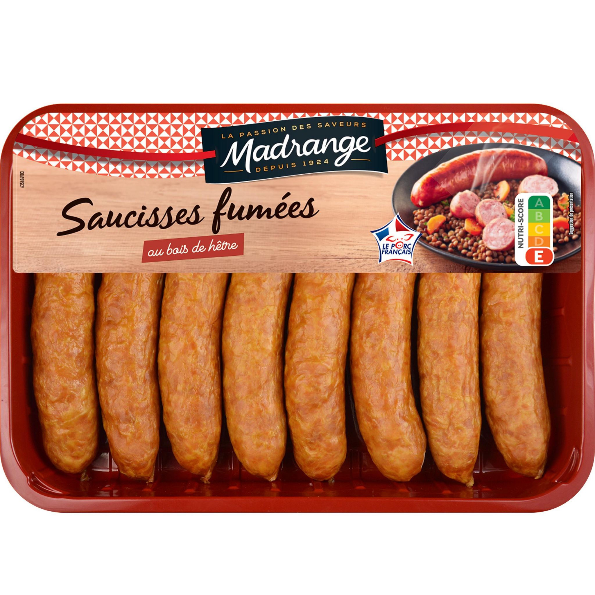 MADRANGE Saucisse de porc fumées 8 pièces 720g