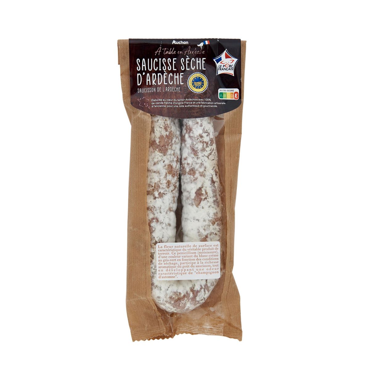 AUCHAN TERROIR Saucisse sèche d'Ardèche IGP 250g