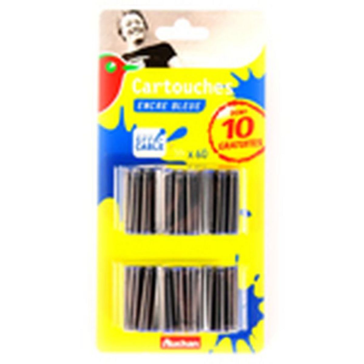 AUCHAN Cartouches d'encre bleues courtes effaçables
