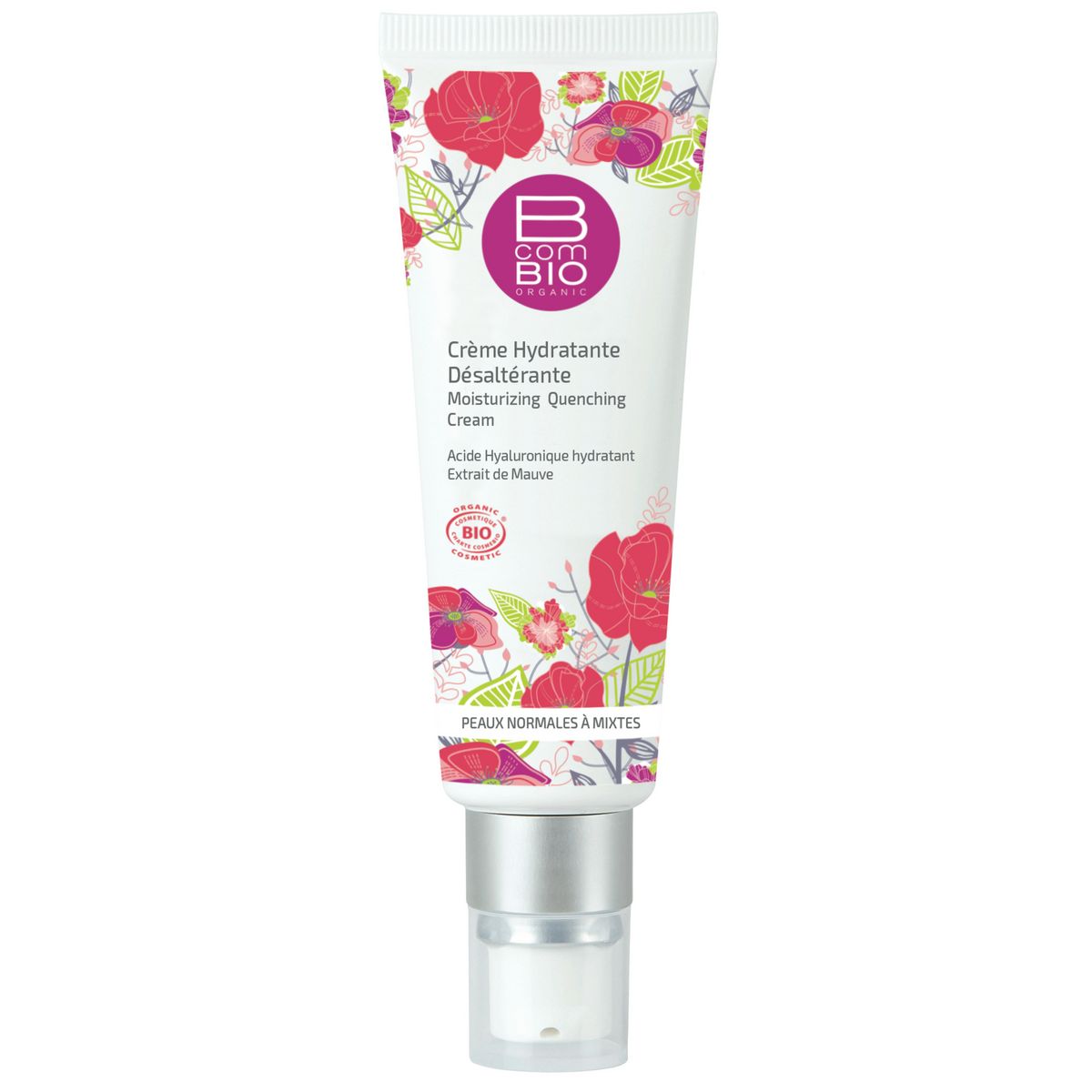 BCOMBIO Crème hydratante désaltérante à l'acide hyaluronique et extrait de mauve pour peaux normales à mixtes bio 50ml