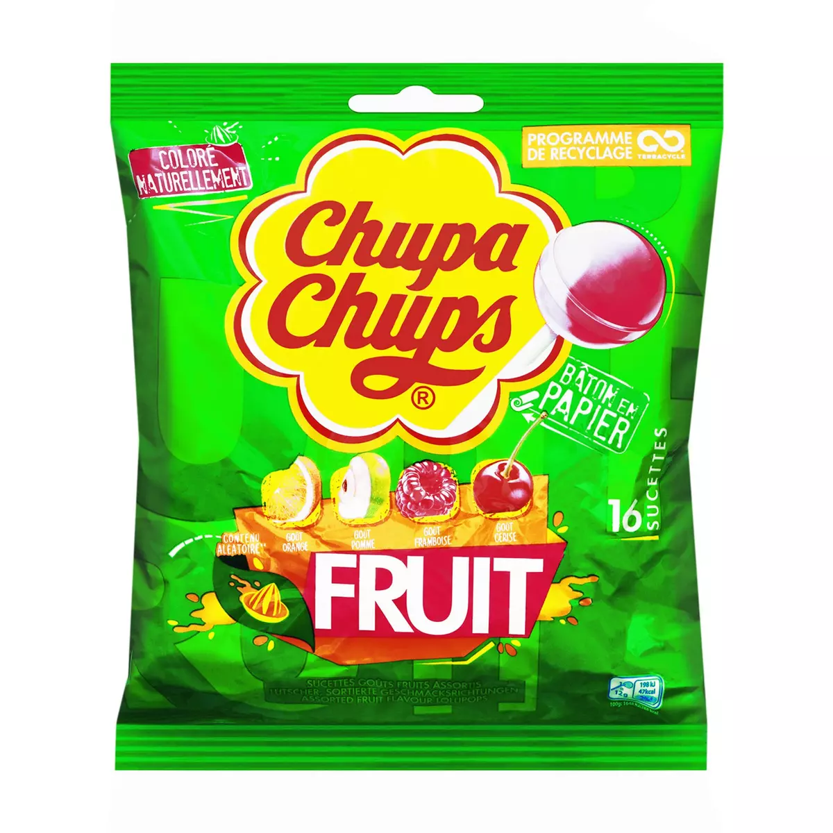 CHUPA CHUPS Sucettes aux fruits 16 sucettes 192g