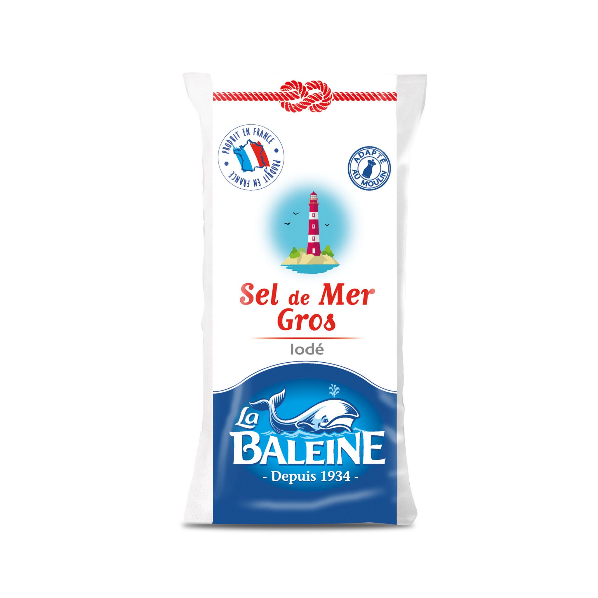 Voir la diapositive 2 : LA BALEINE Sel de mer gros iodé produit en France adapté au moulin 1kg