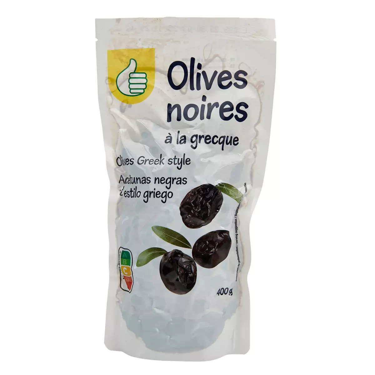 POUCE Olives noires à la grecque sachet refermable 400g