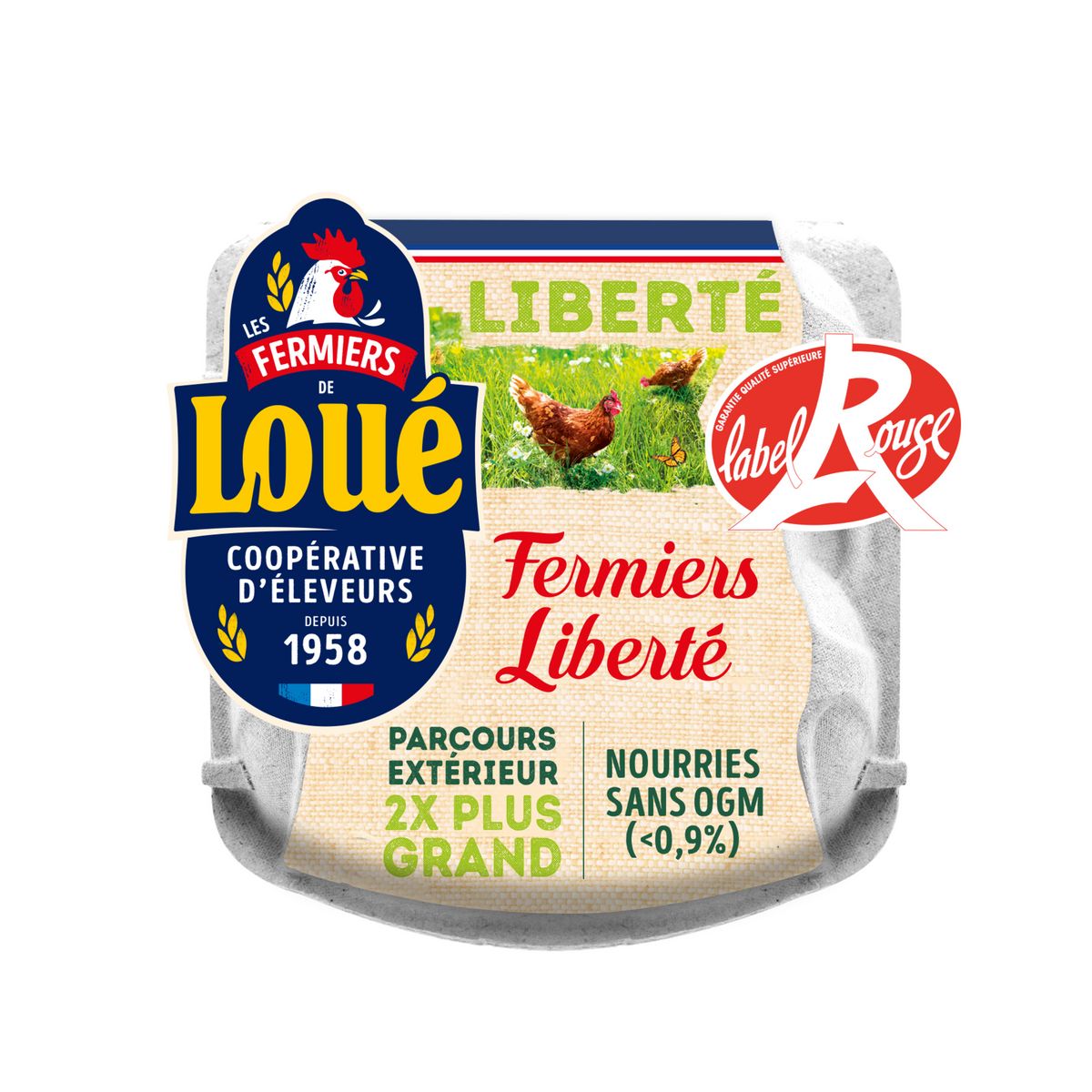 LOUE Oeufs de poules gros Label Rouge de plein air 4 oeufs