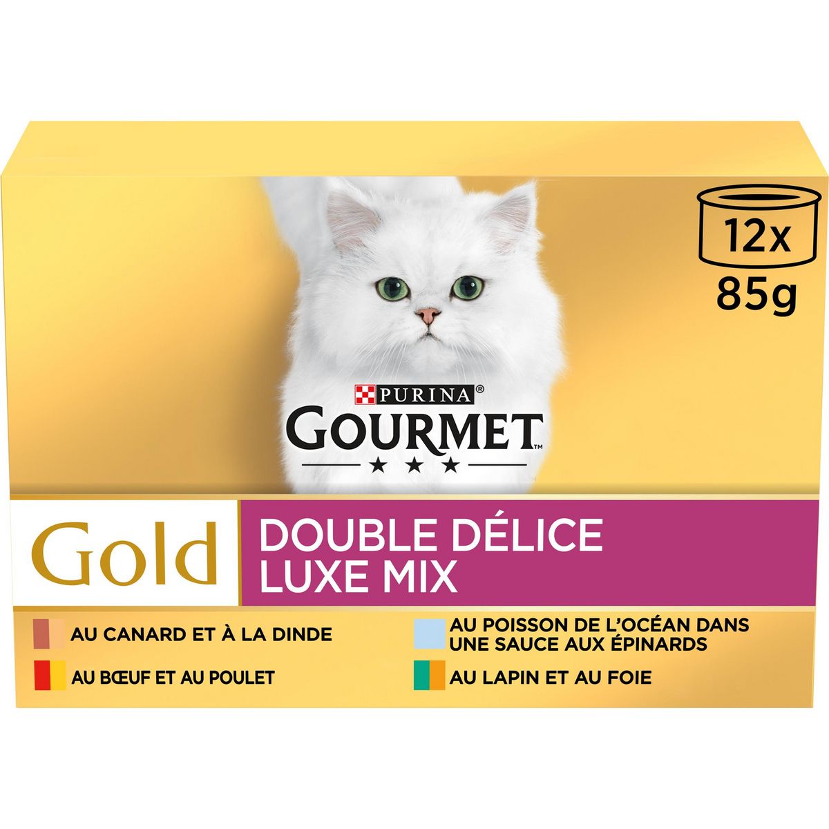 GOURMET Gold double délice barquettes pâtée viandes poissons pour chat 12 barquettes 12x85g