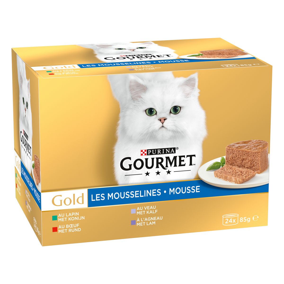 GOURMET Gold les mousselines barquettes patée mousse viandes pour chat 24 barquettes 24x85g