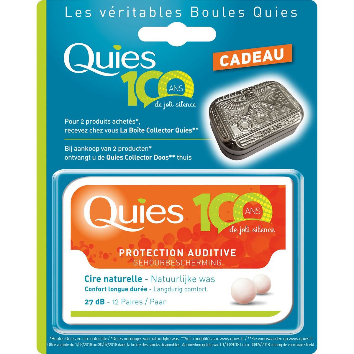QUIES Protection auditive en cire naturelle 12 paires