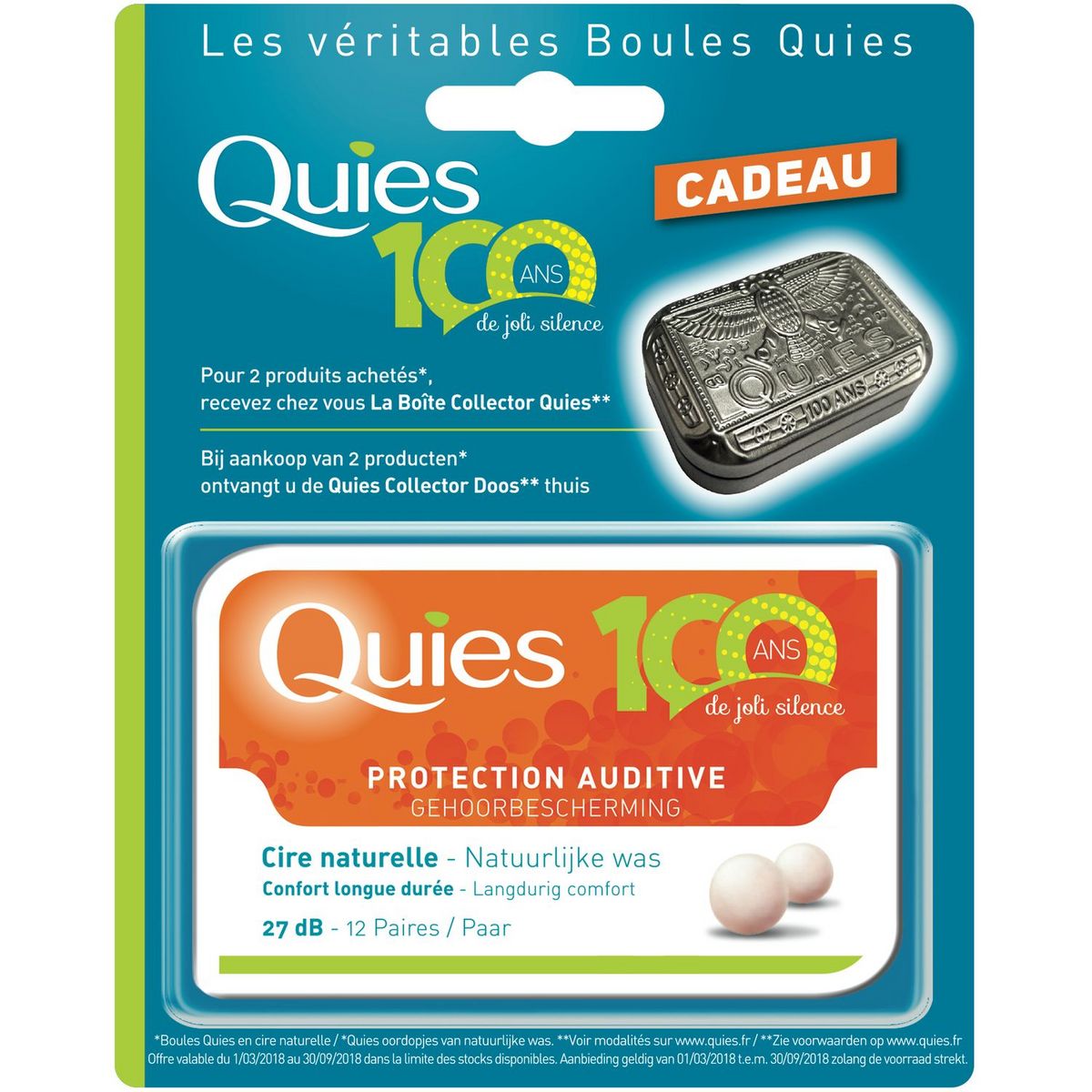 QUIES Protection auditive en cire naturelle 12 paires