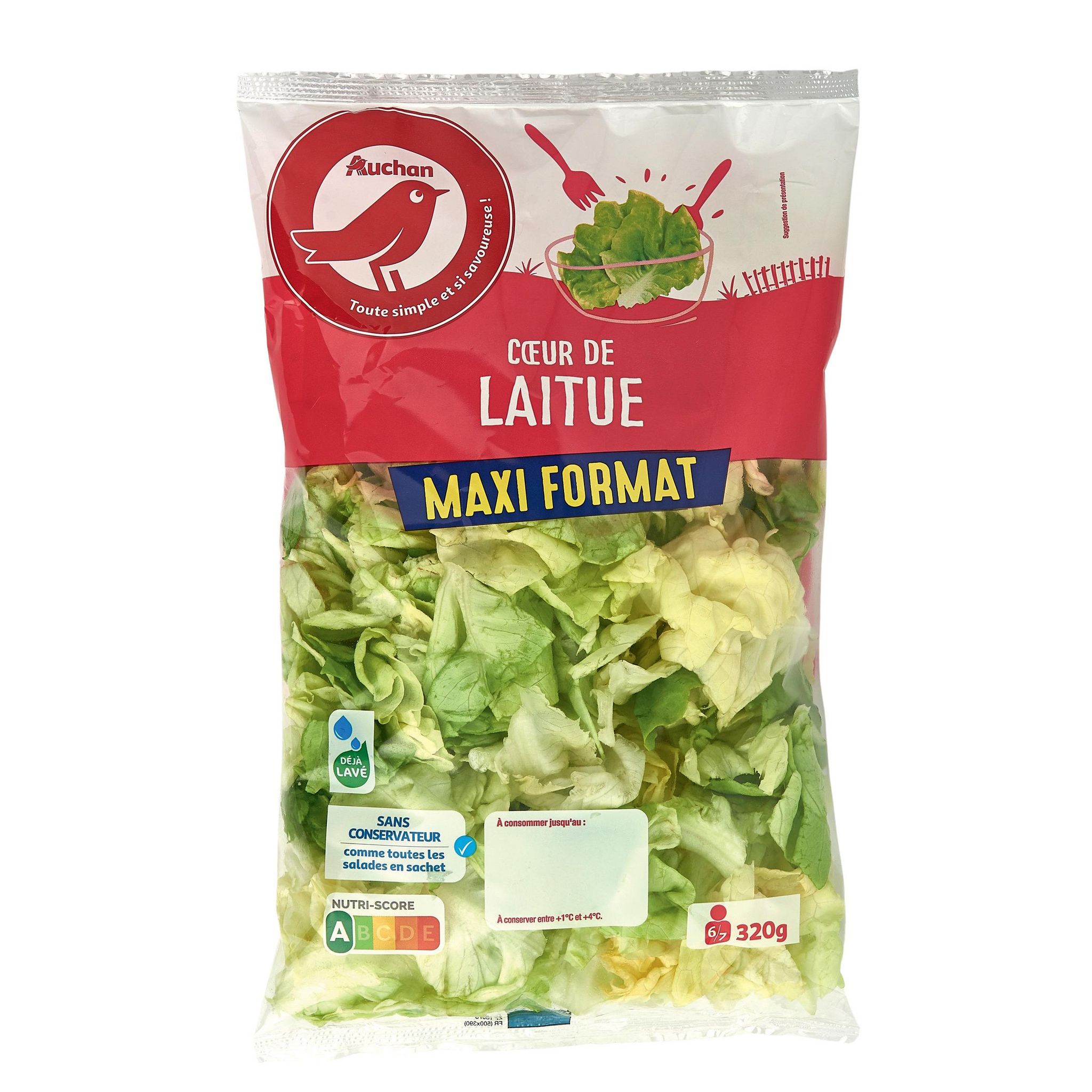 Voir la diapositive 2 : AUCHAN Cœur de laitue 6-7 parts 320g