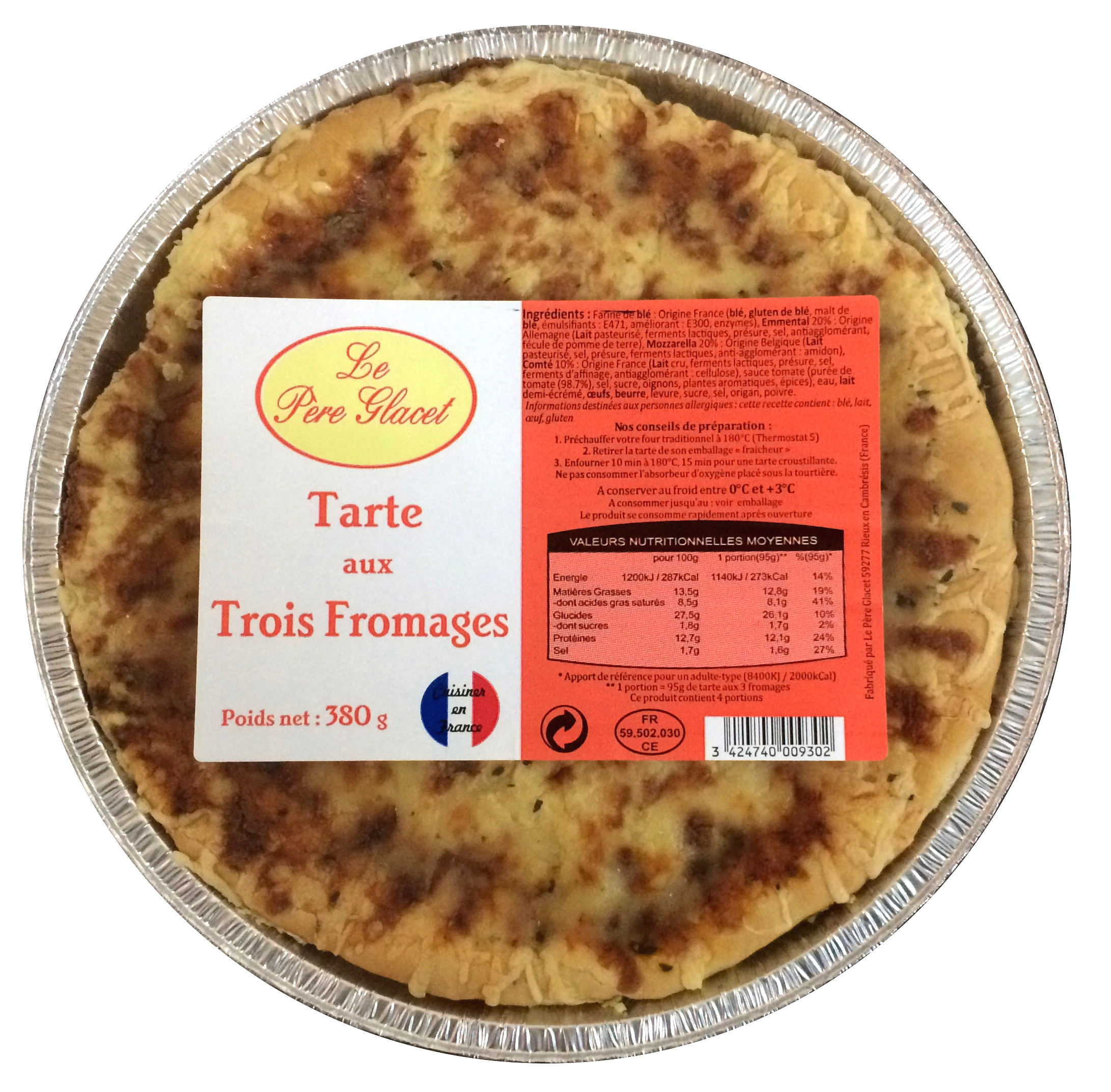 LE PÈRE GLACET Tarte aux 3 fromages 380g
