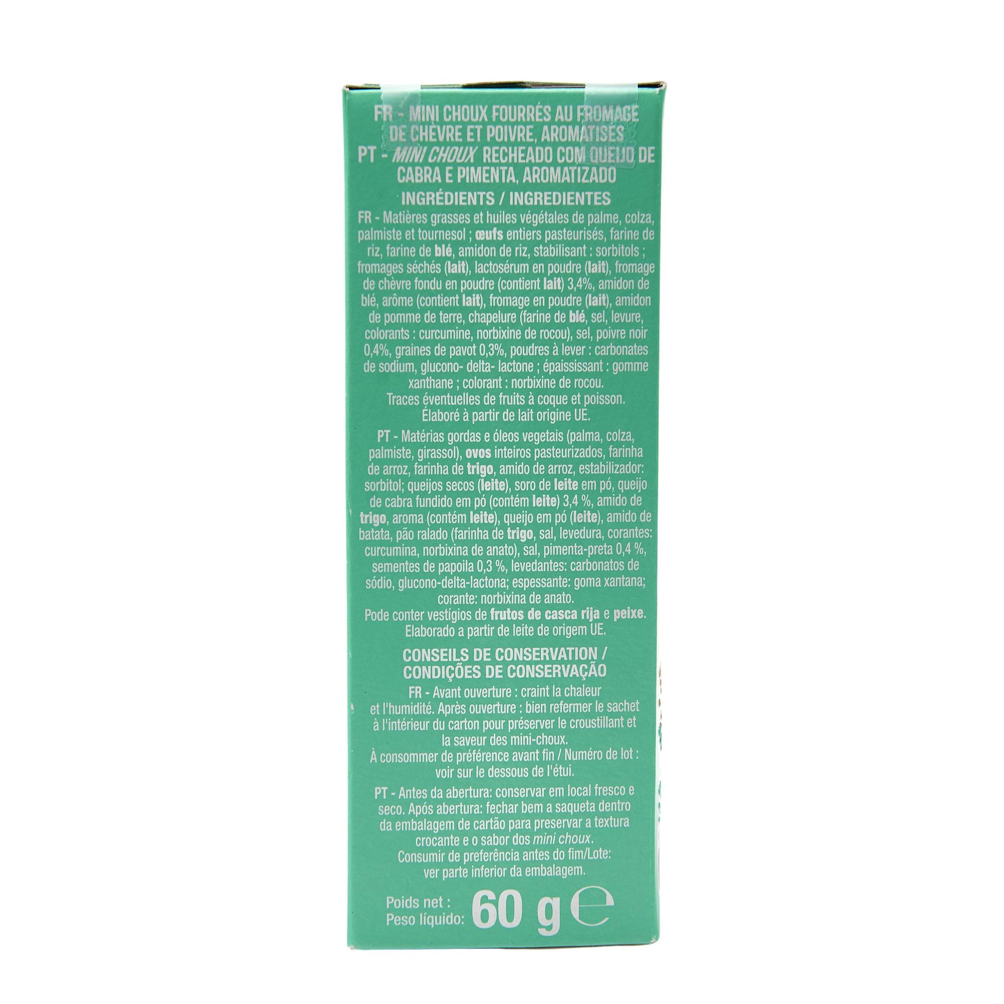 Voir la diapositive 4 : AUCHAN Mini choux saveur fromage de chèvre et poivre 60g