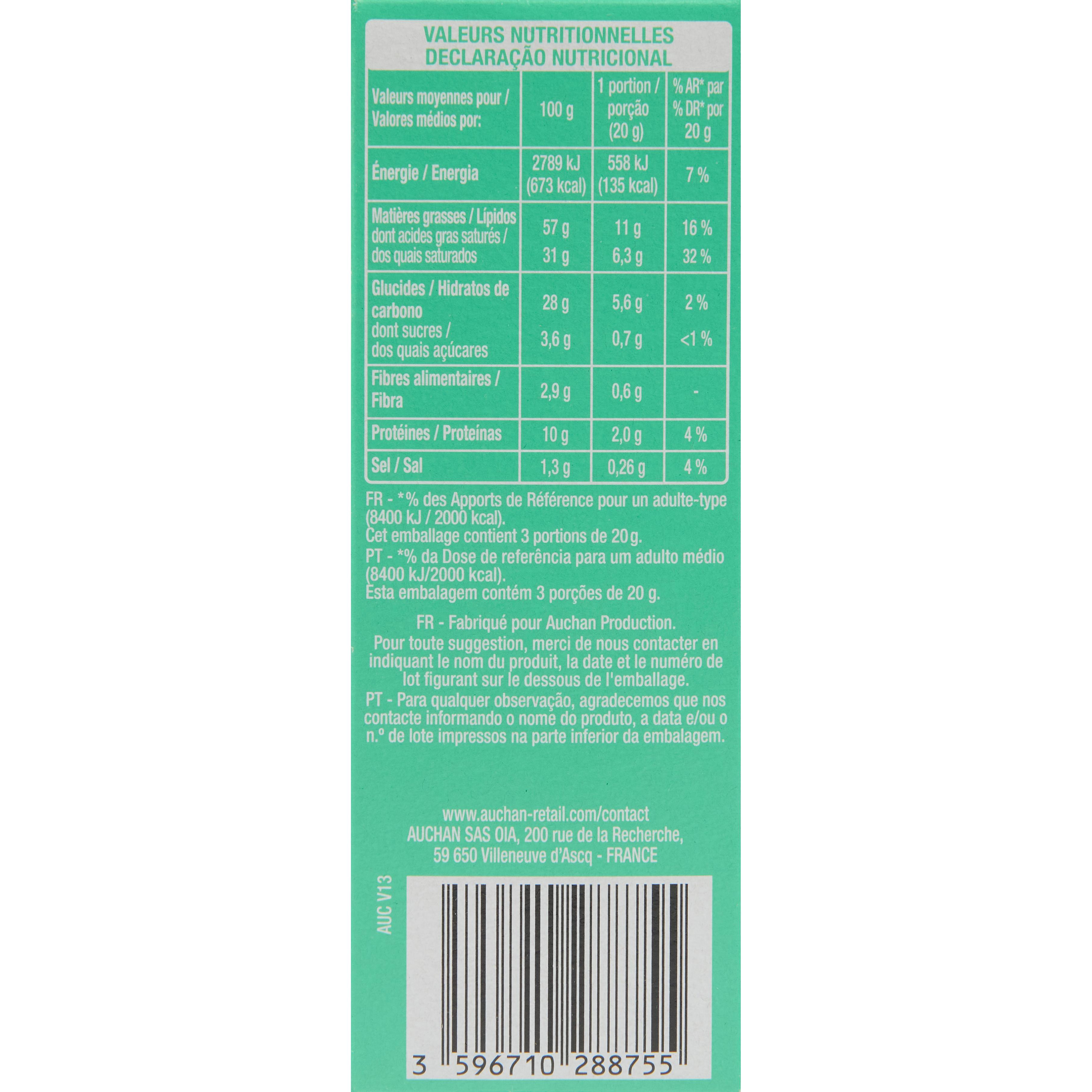 Voir la diapositive 5 : AUCHAN Mini choux saveur fromage de chèvre et poivre 60g