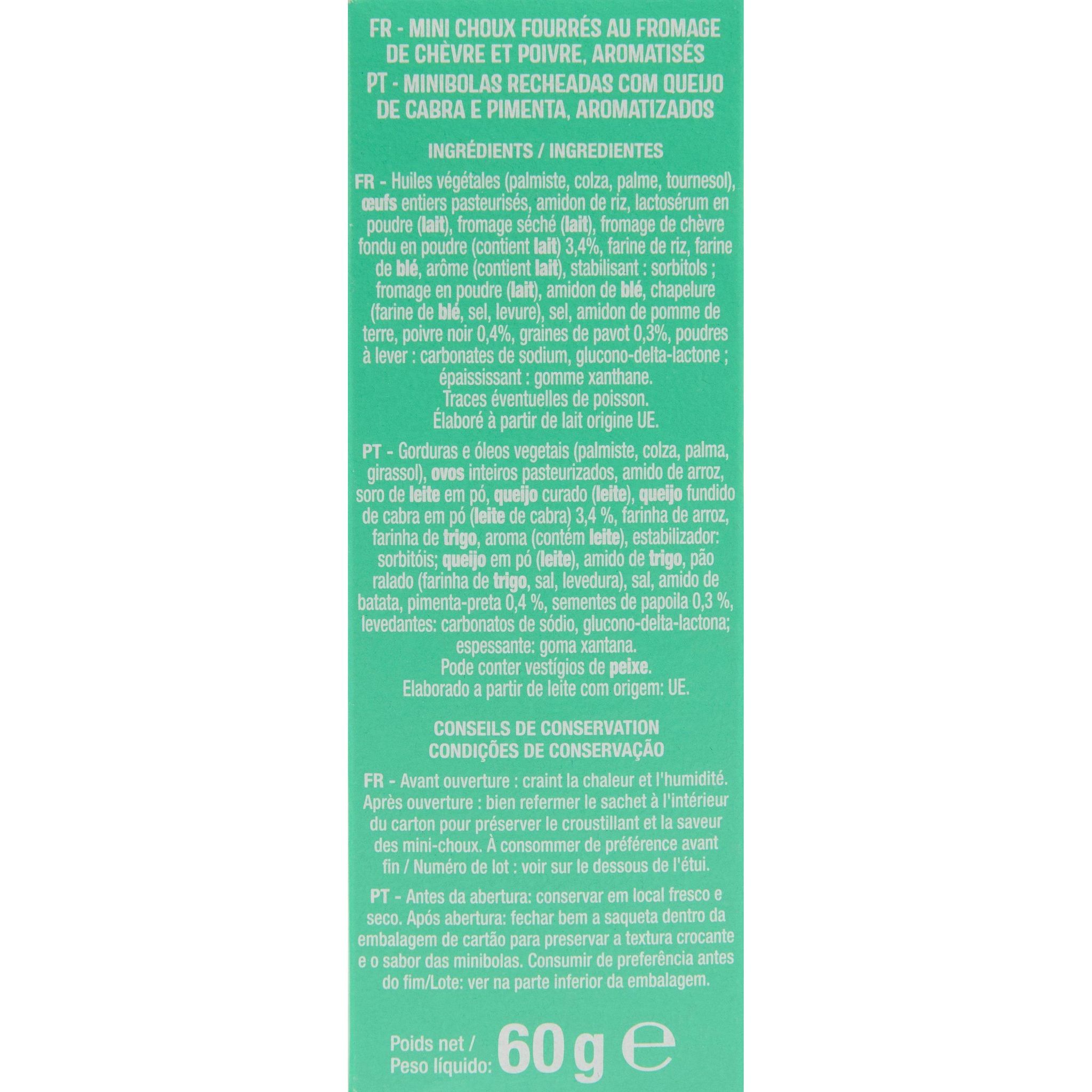 Voir la diapositive 5 : AUCHAN Mini choux saveur fromage de chèvre et poivre 60g