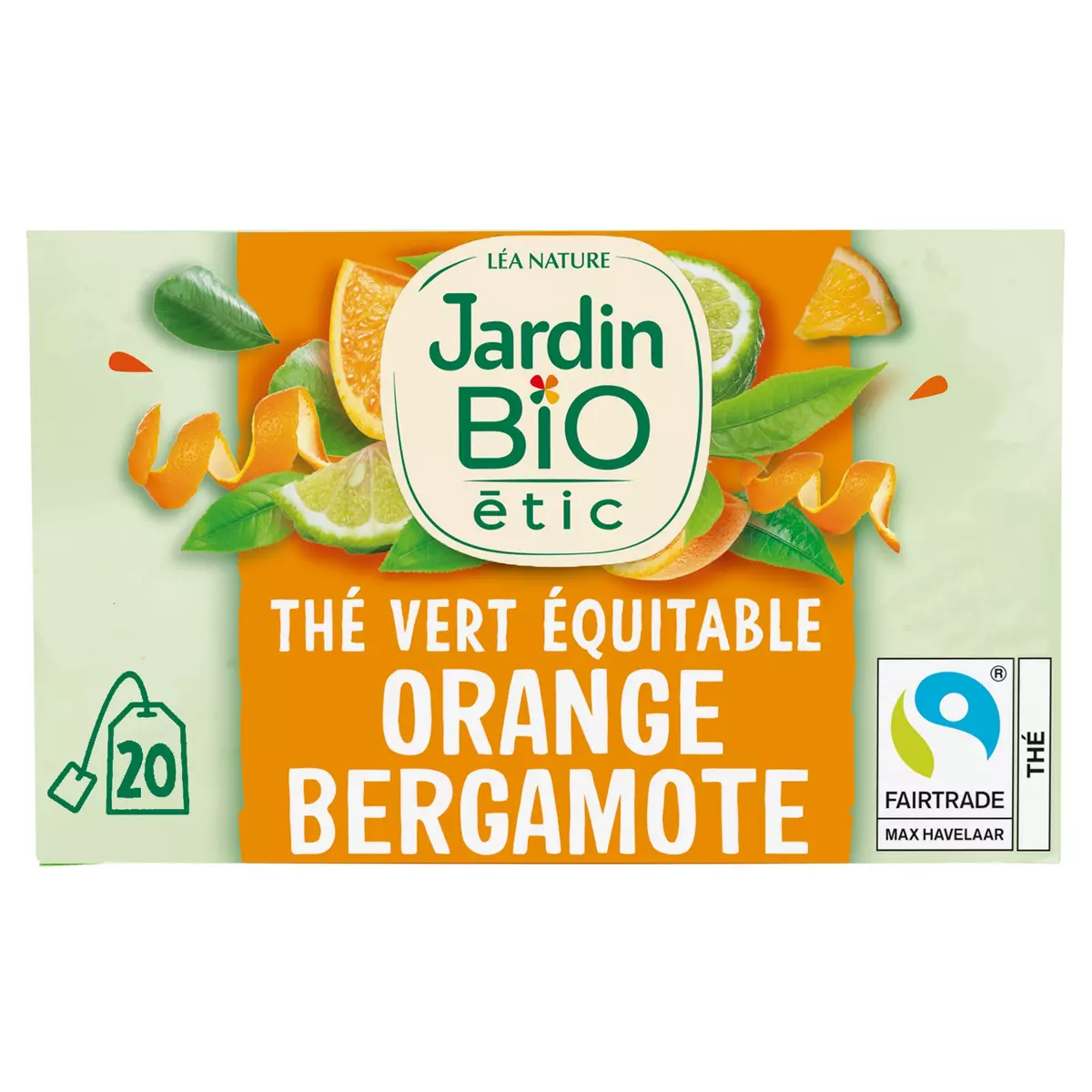 JARDIN BIO ETIC Thé vert équitable orange bergamote bio 20 sachets 30g