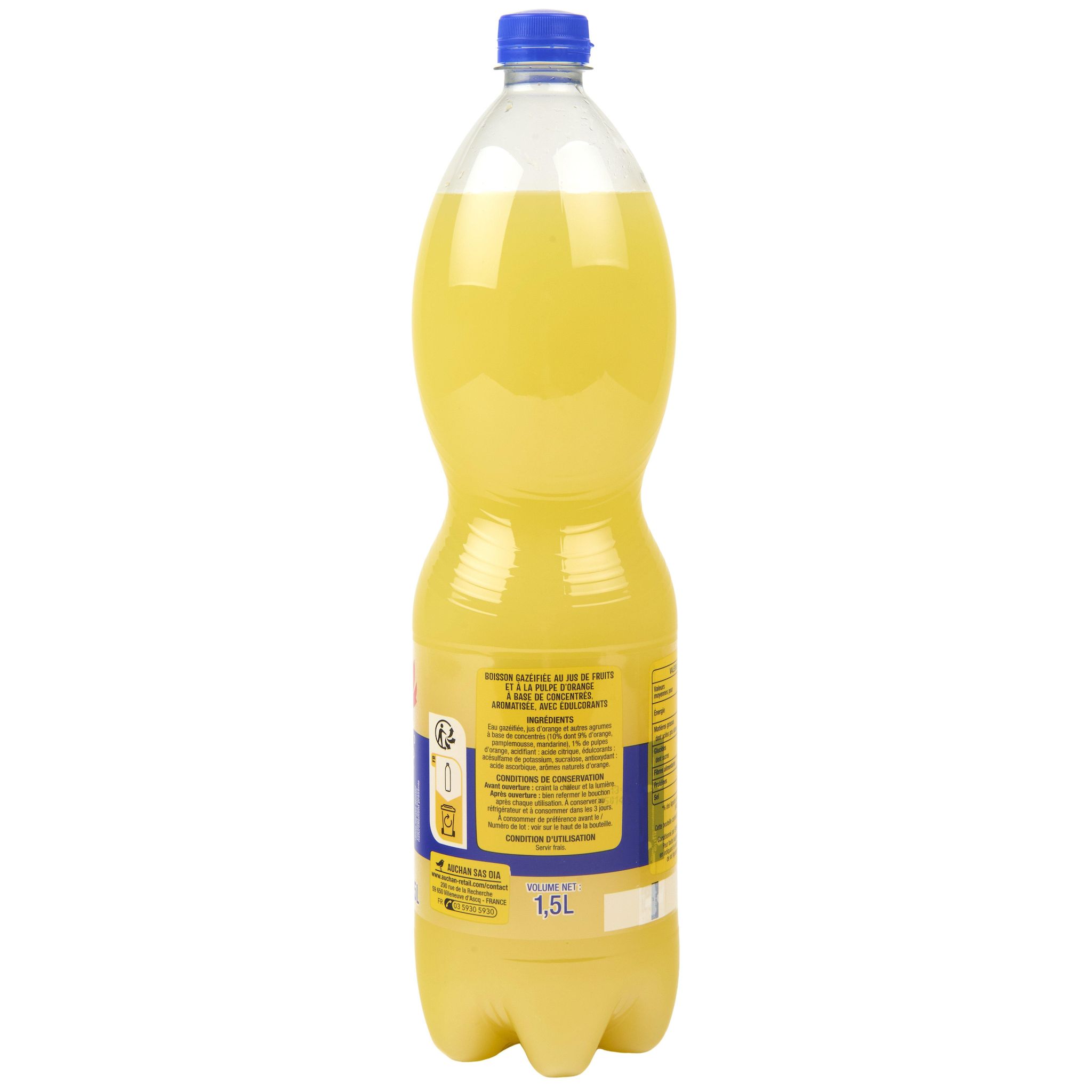Voir la diapositive 3 : AUCHAN Boisson pulpée à l'orange zéro 1,5l