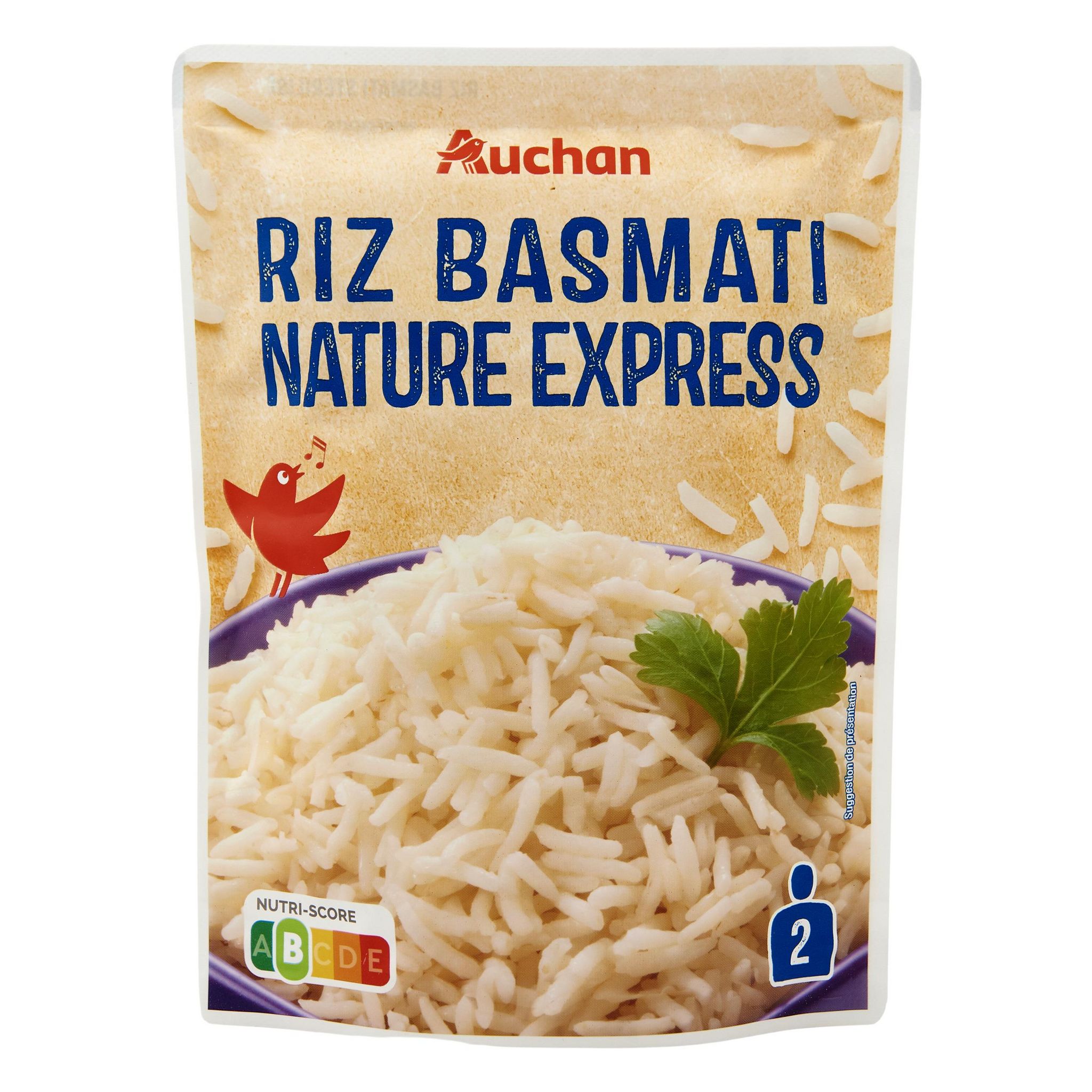Voir la diapositive 2 : AUCHAN Riz basmati nature sachet express 2 personnes 250g