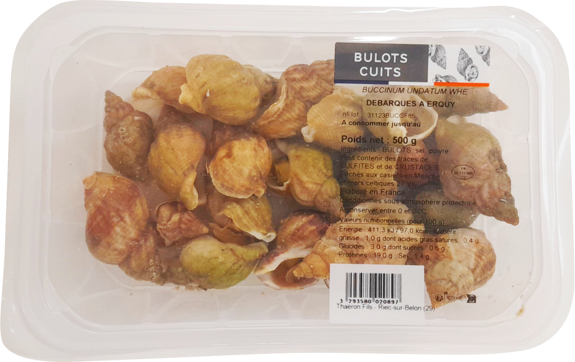 Voir la diapositive 2 : Bulots cuits barquette 500g