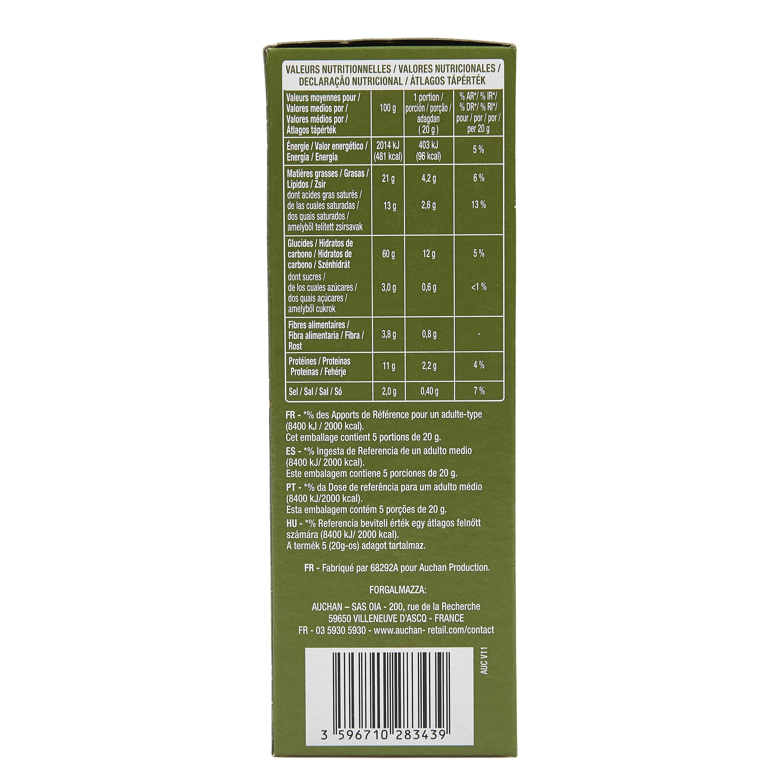 Voir la diapositive 2 : AUCHAN Flûtes tomate olive origan 100g