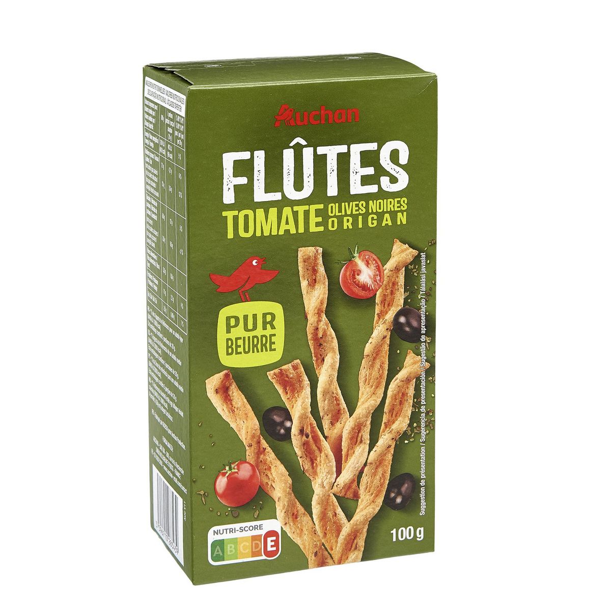 AUCHAN Flûtes tomate olive origan 100g