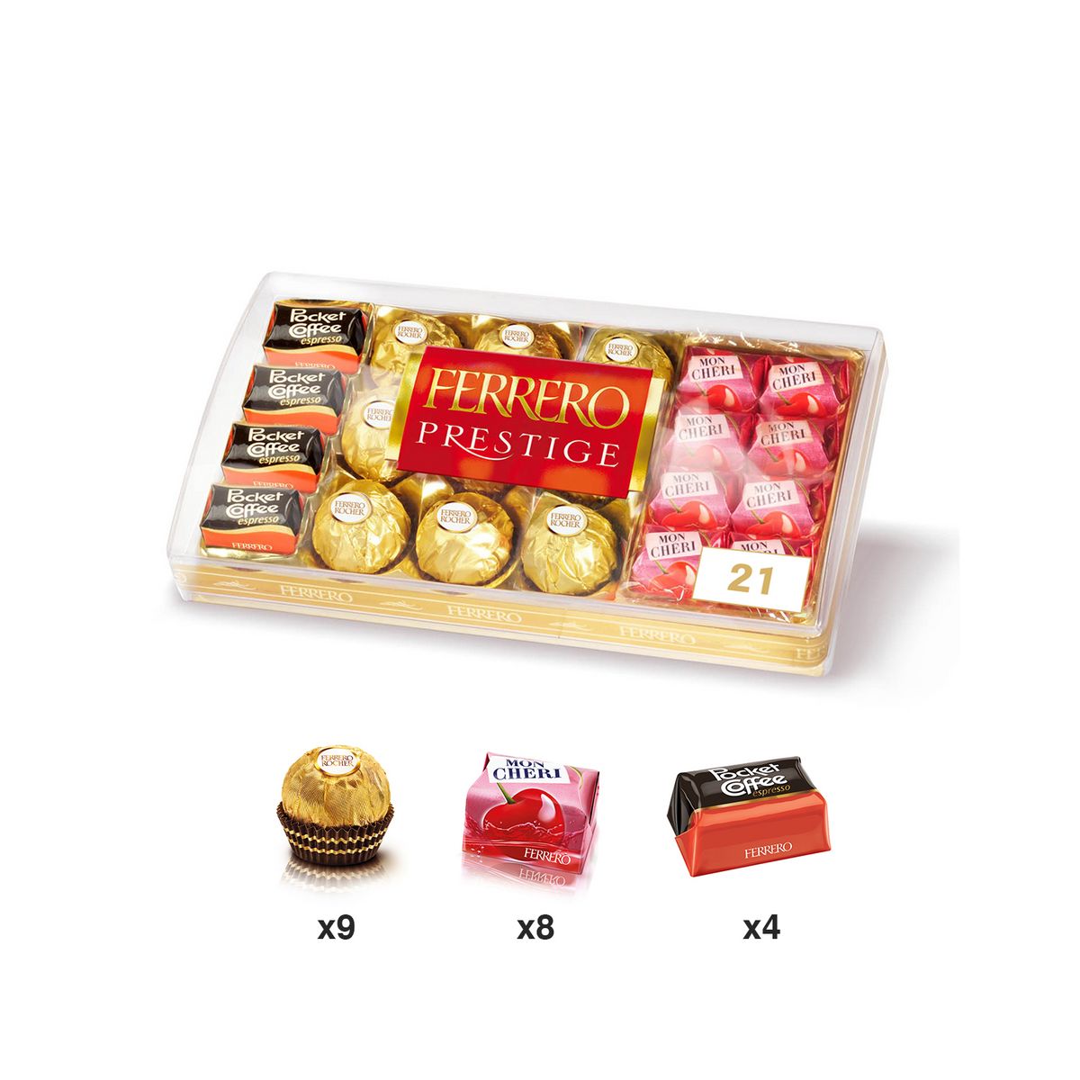 FERRERO Prestige Assortiment de chocolats 21 pièces 246g