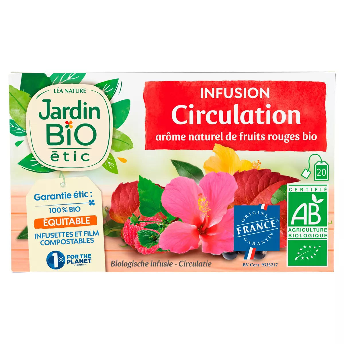 JARDIN BIO ETIC Infusion bio circulation vigne rouge 20 sachets 30g
