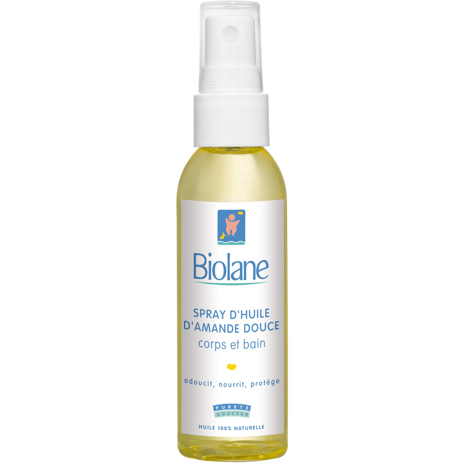 Voir la diapositive 2 : BIOLANE Spray d'huile d'amande douce corps et bain pour bébé 75ml