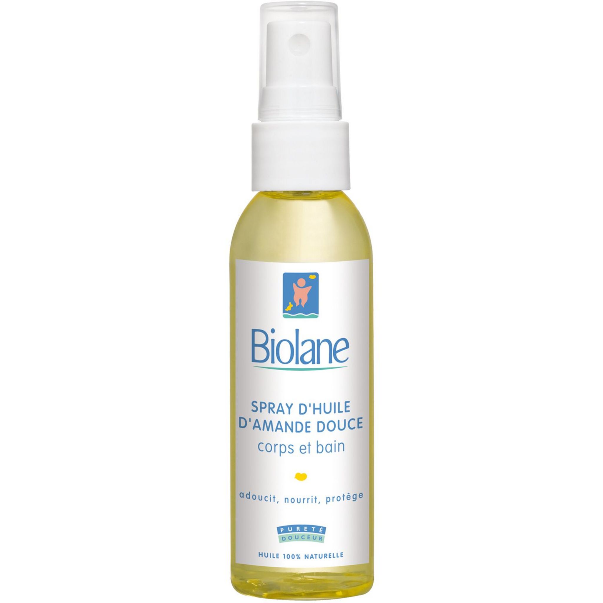 Voir la diapositive 2 : BIOLANE Spray d'huile d'amande douce corps et bain pour bébé 75ml