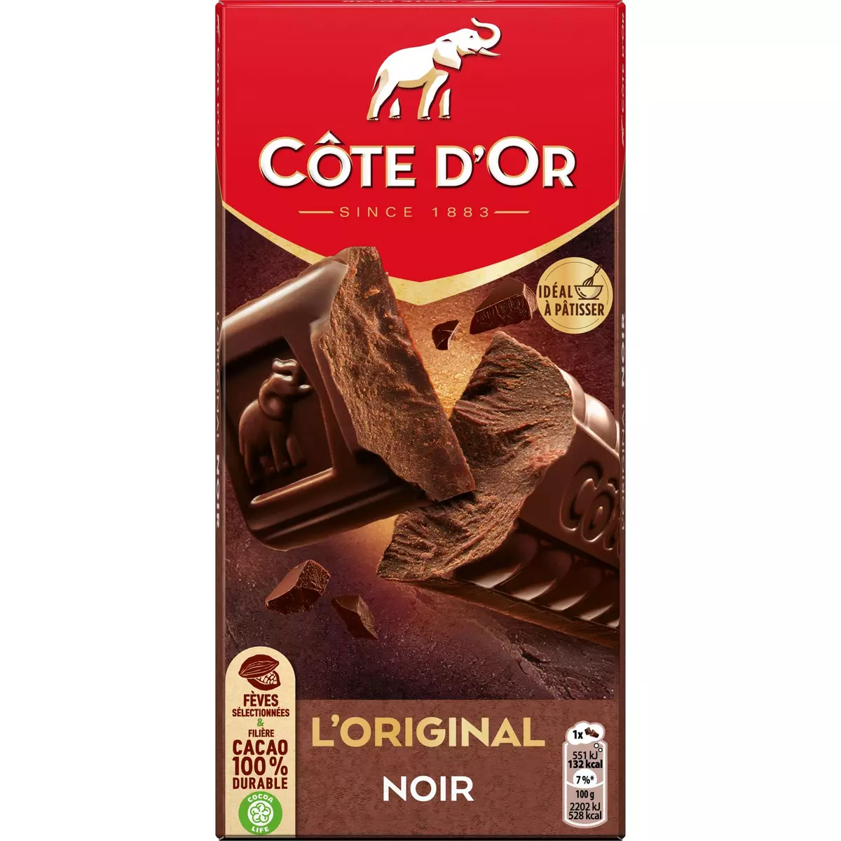 COTE D'OR L'original tablette de chocolat noir en barres 1 pièce 200g
