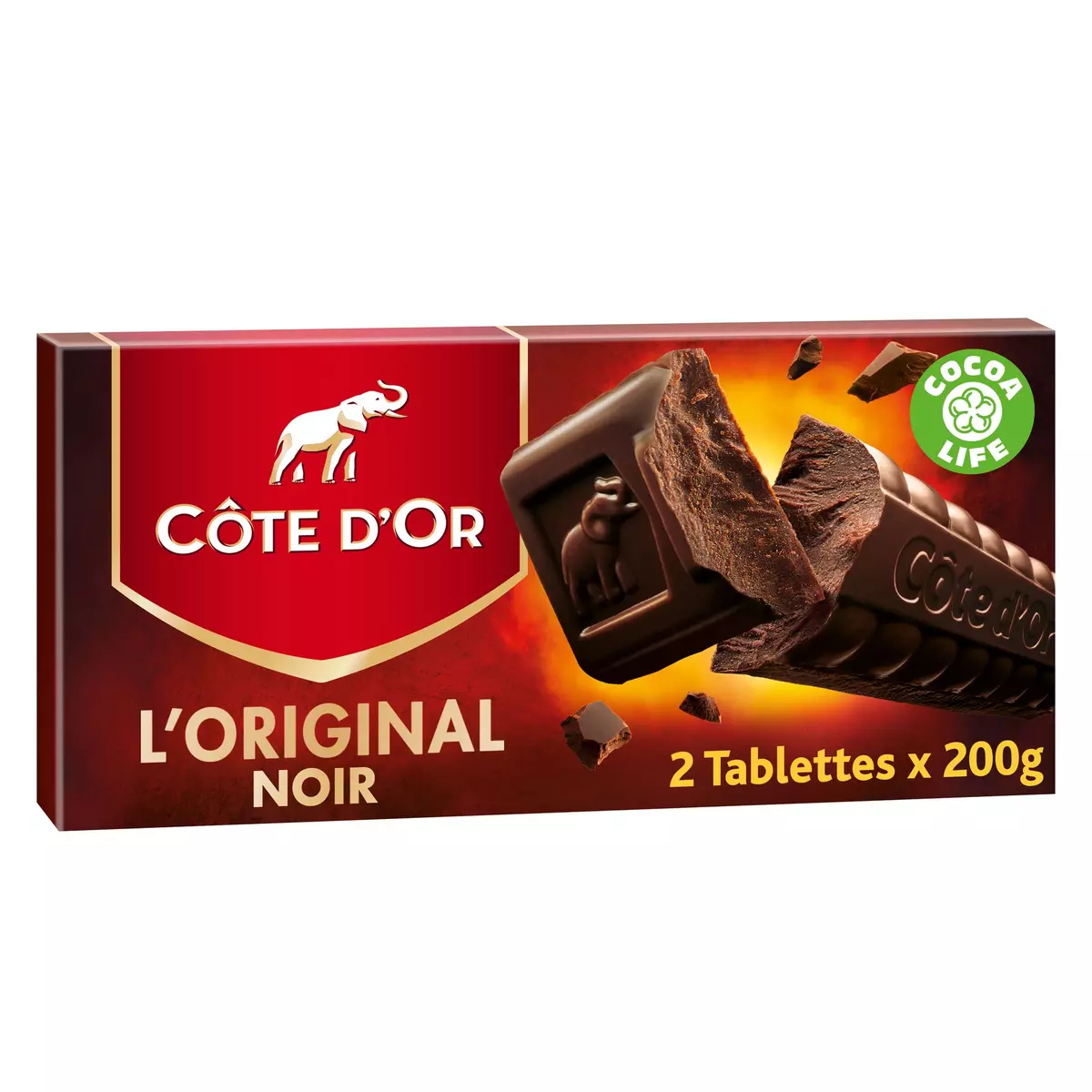 COTE D'OR L'original tablette de chocolat noir en barres 2 pièces