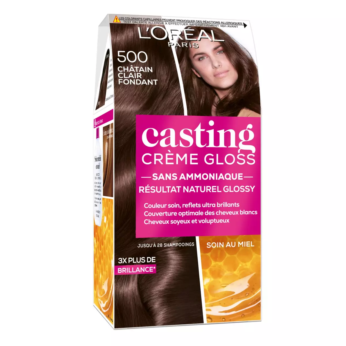 L'OREAL Casting crème gloss coloration 500 châtain clair 3 produits 1 kit