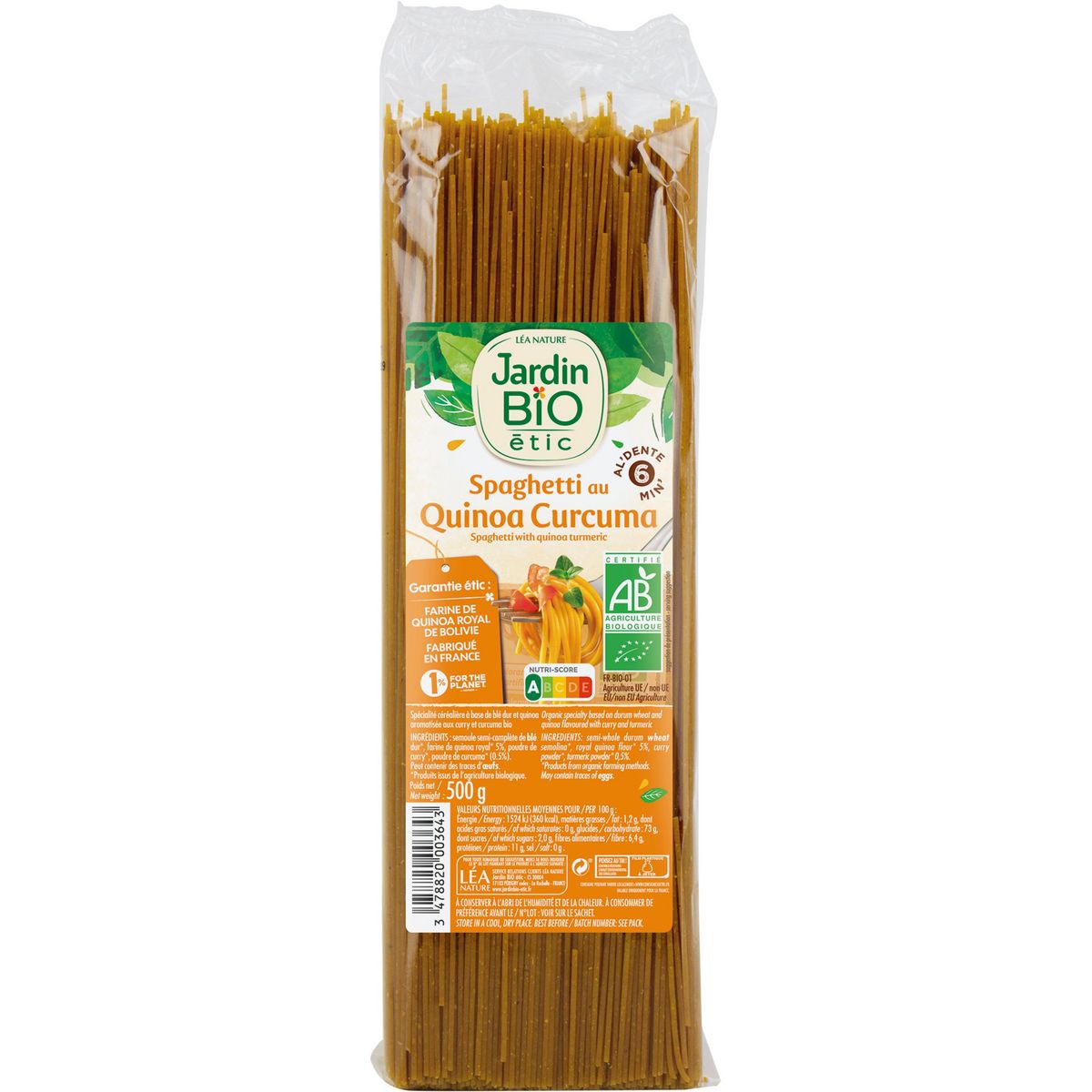 JARDIN BIO ETIC Spaghetti au quinoa curry curcuma 500g