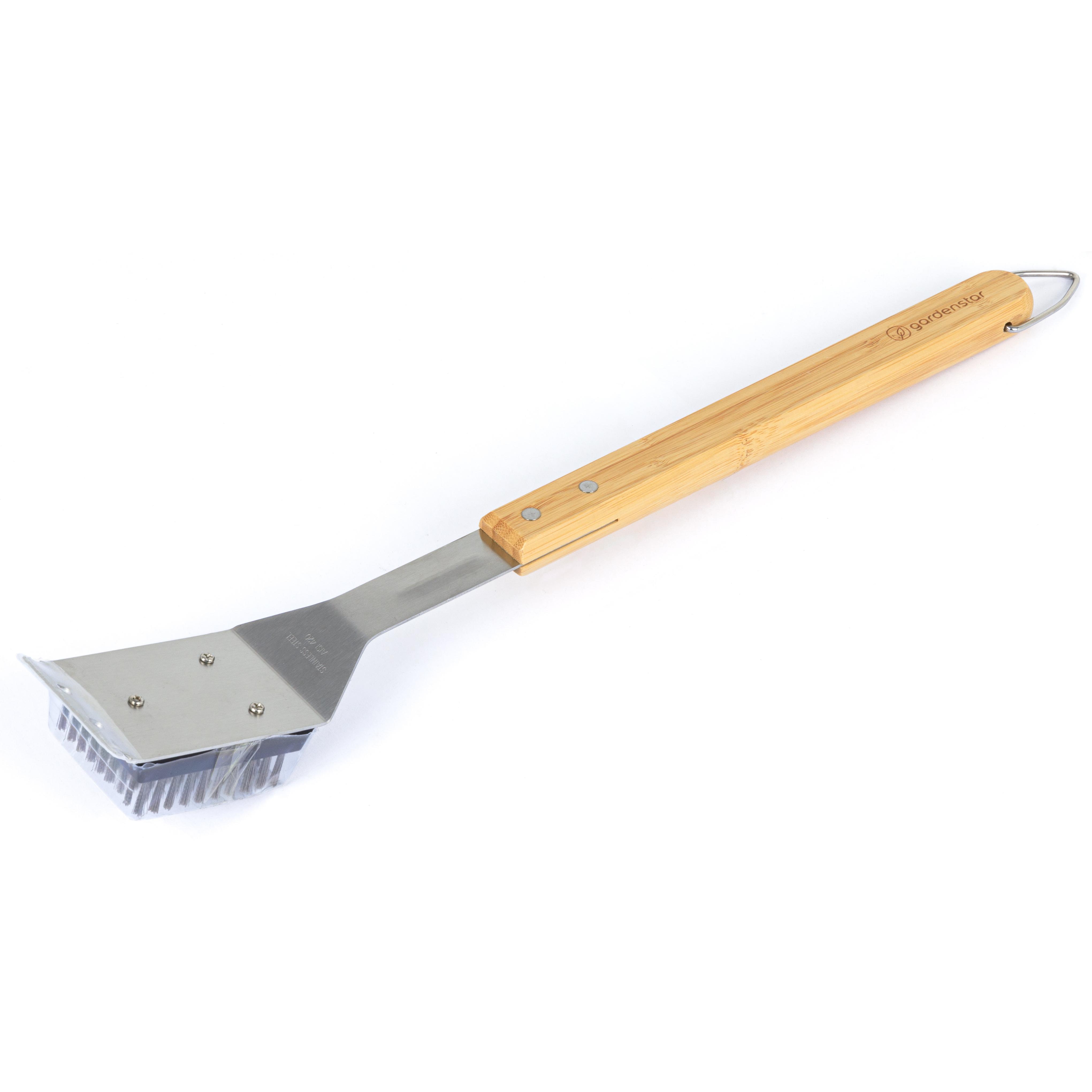 GARDENSTAR Brosse inox manche bambou 44 cm