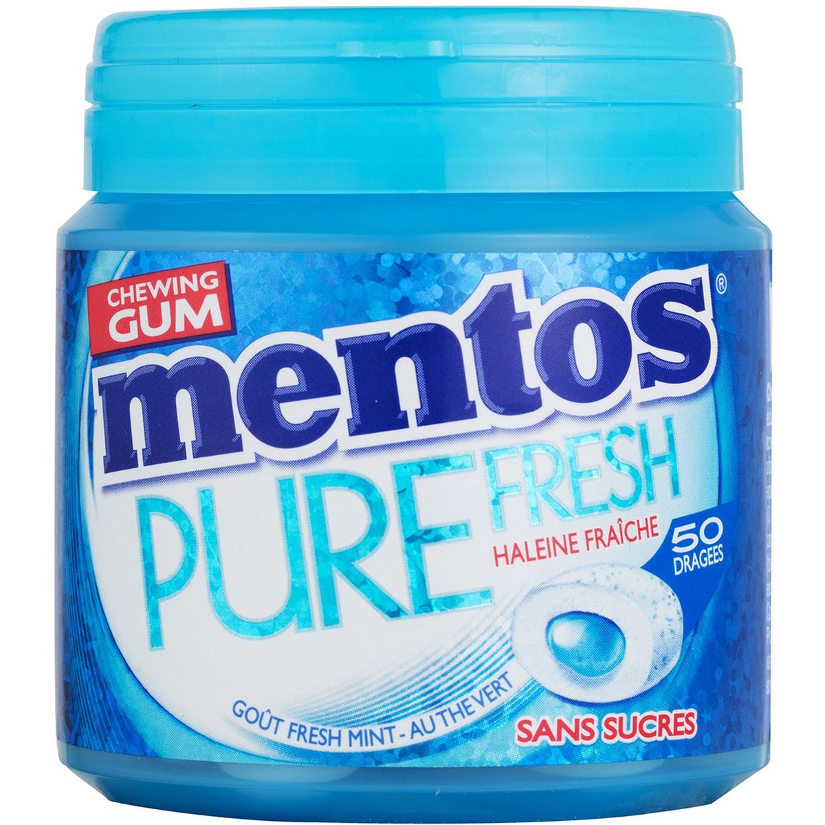 MENTOS Pure fresh chewing-gum menthe et thé vert 50 dragées 100g