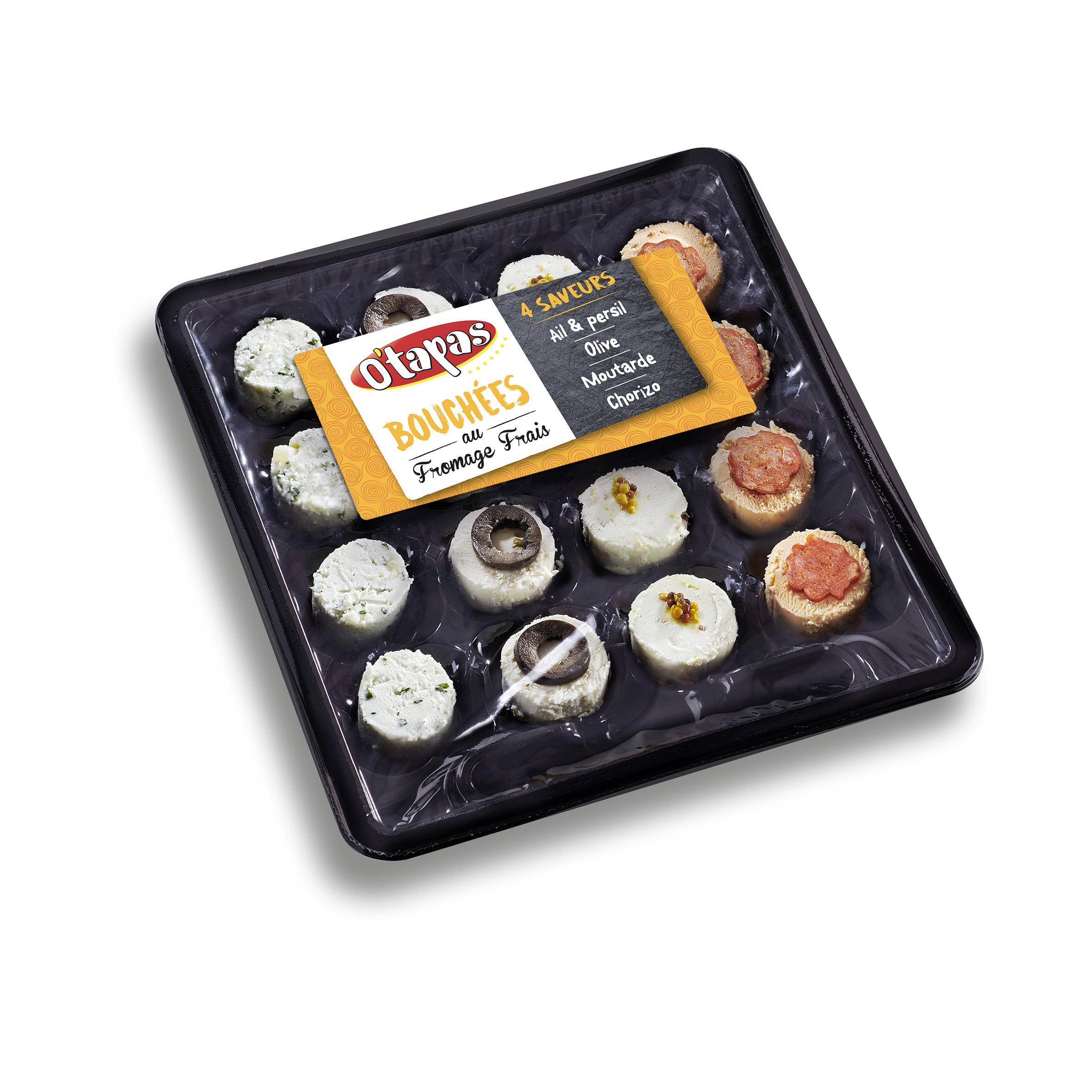 O'TAPAS Bouchées au fromage frais 4 saveurs 16 pièces 110g