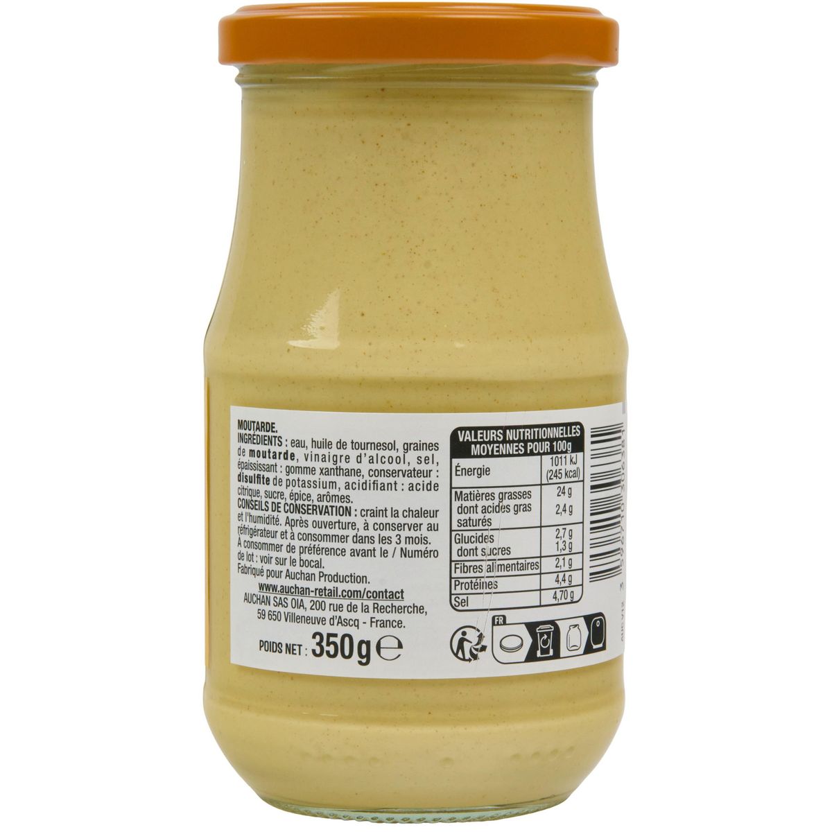 AUCHAN Moutarde mi-forte 350g