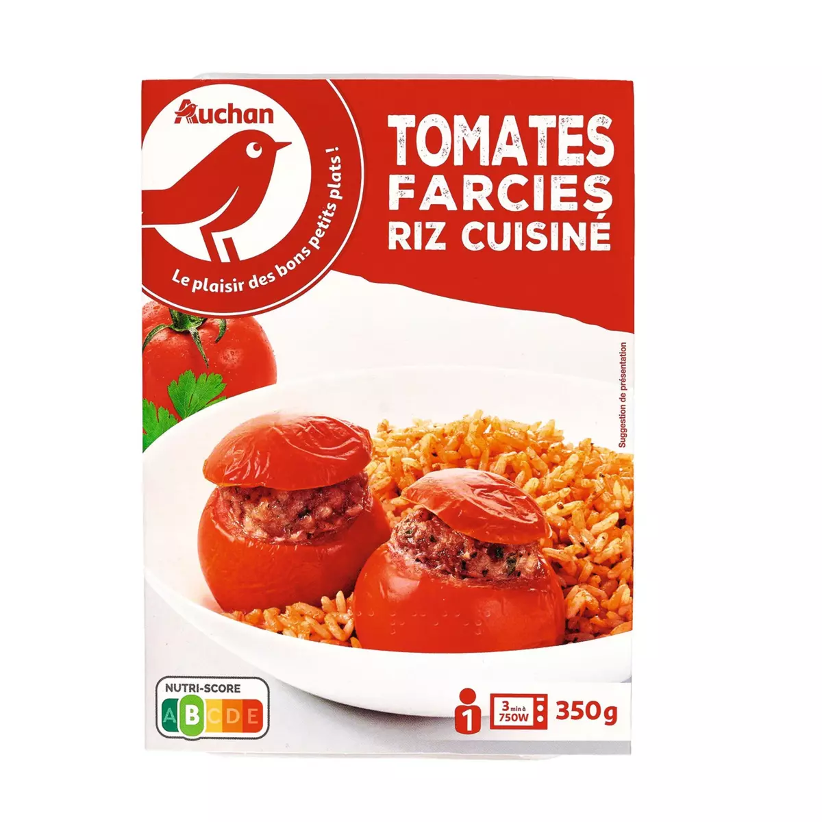 AUCHAN Tomates farcies riz cuisiné 350g